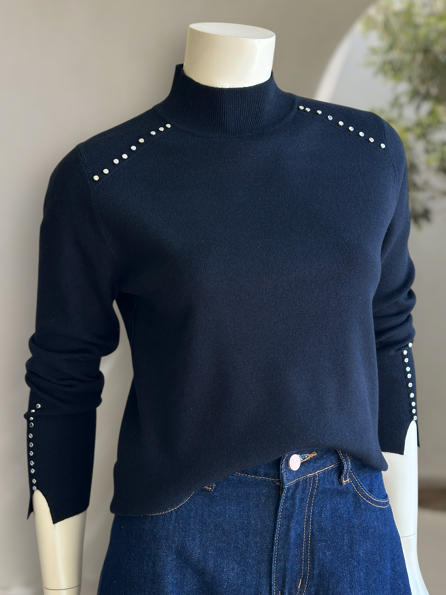 Sweater Stud Knit Negro