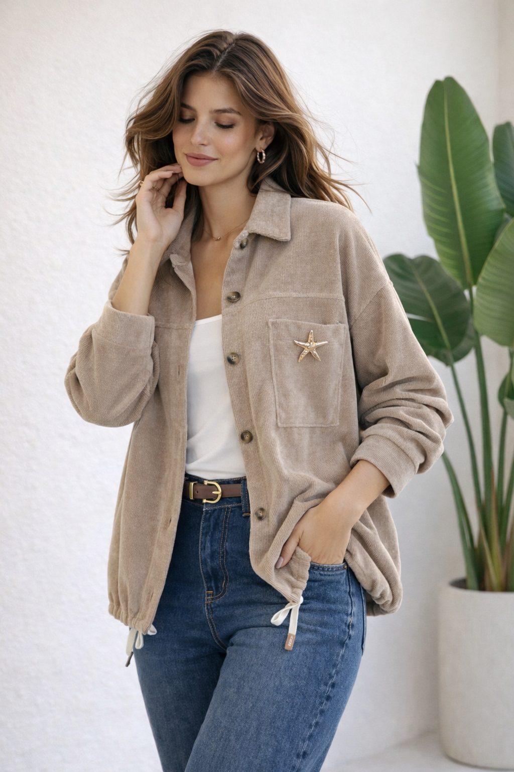 Chaqueta Cotelé Italiana Oversize Latte