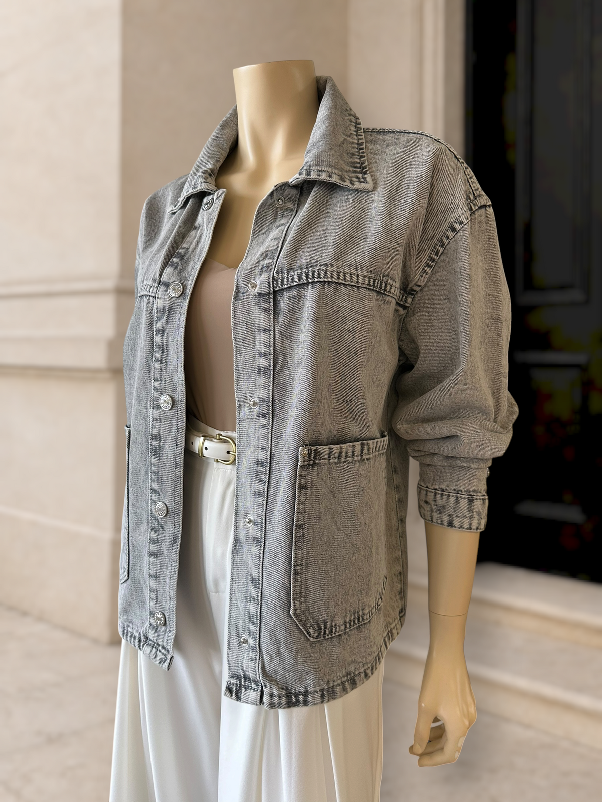 Chaqueta Denim Oversize Gris