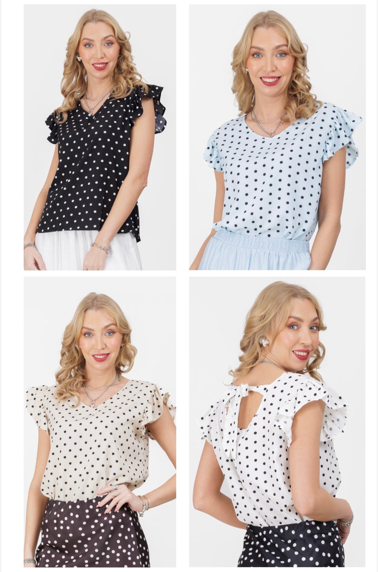 Blusa Lunares con Volantes Blanco