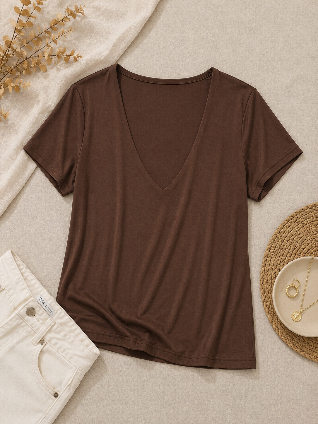 Polera Elastano Café
