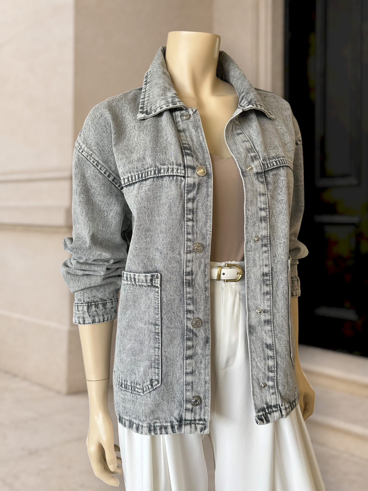 Chaqueta Denim Oversize Gris