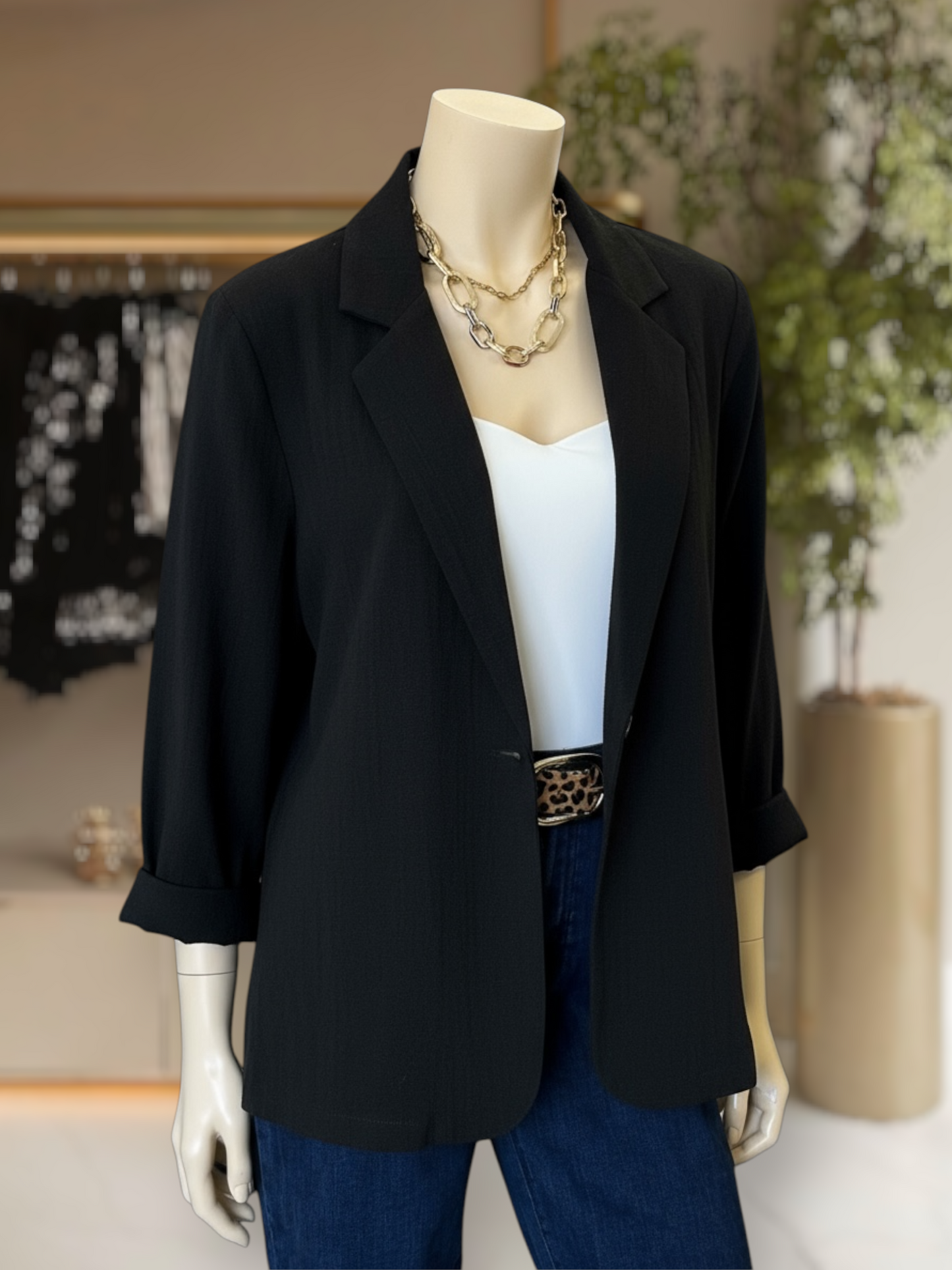Blazer Algodón Lino Negro