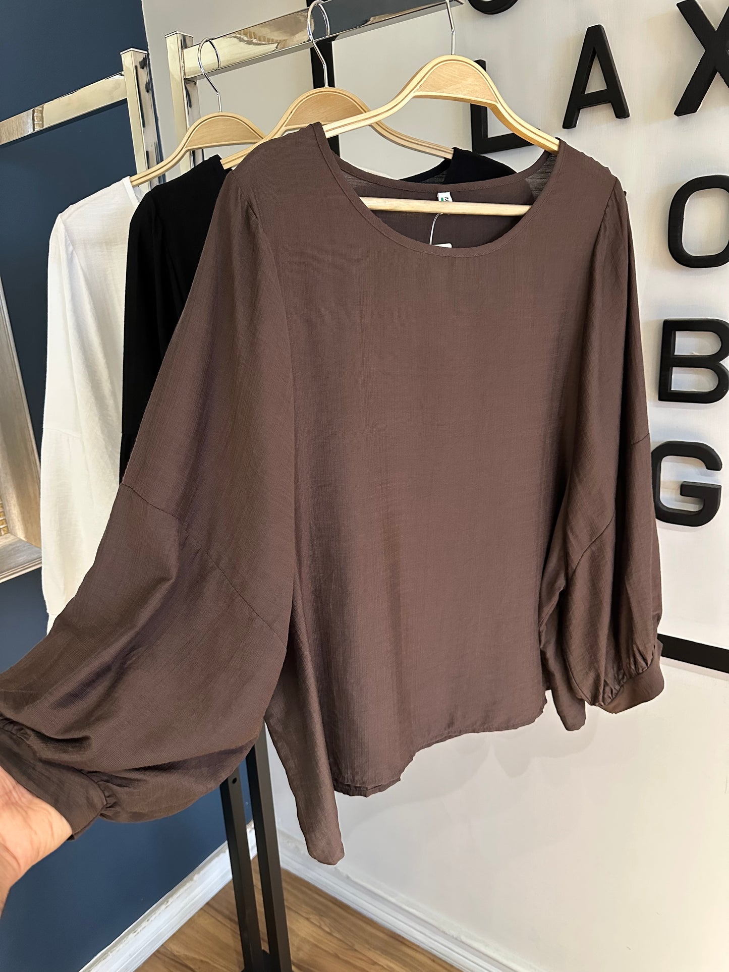 Blusa Símil Lino Café