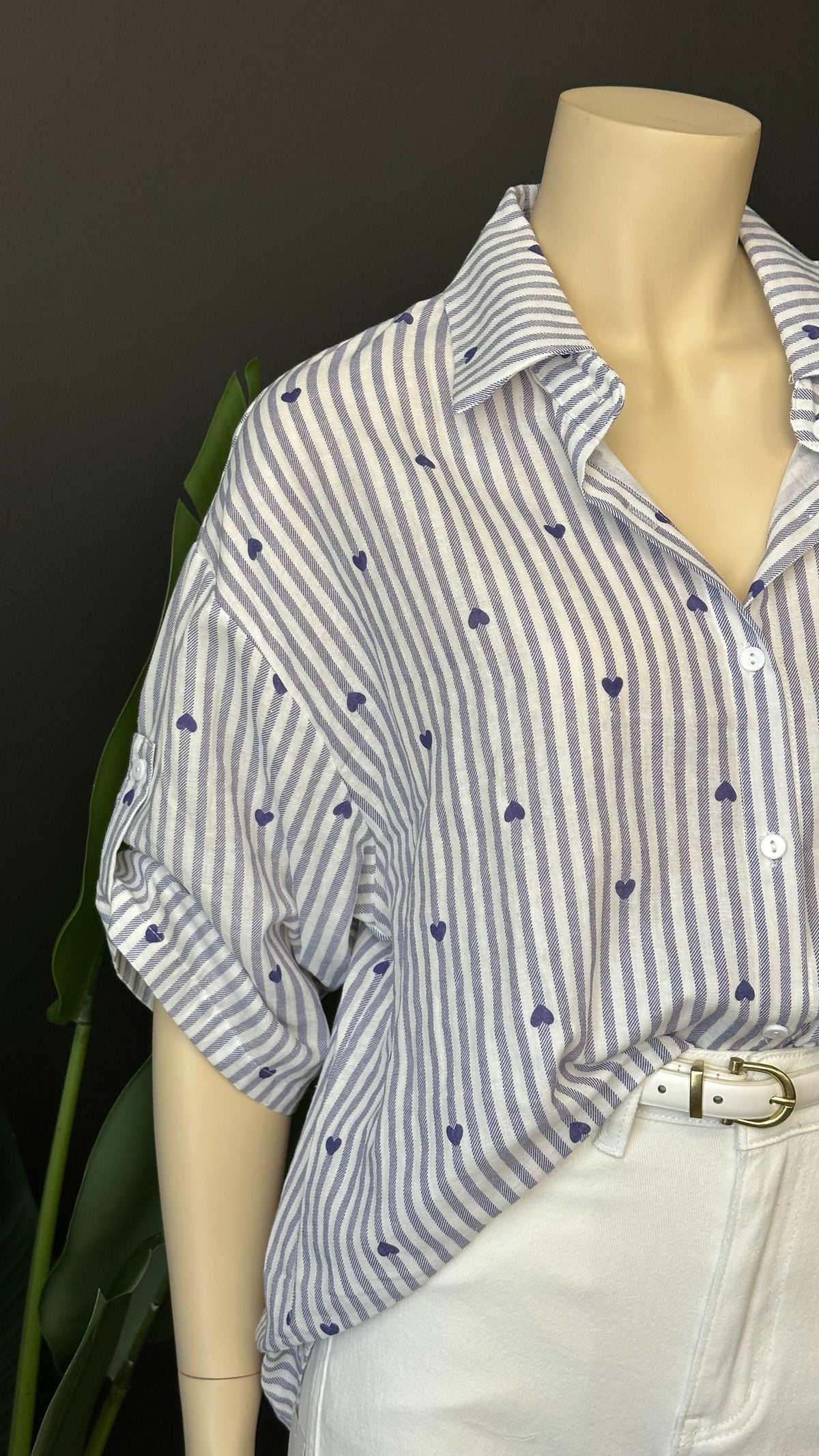 Blusa Rayas & Corazones Azul