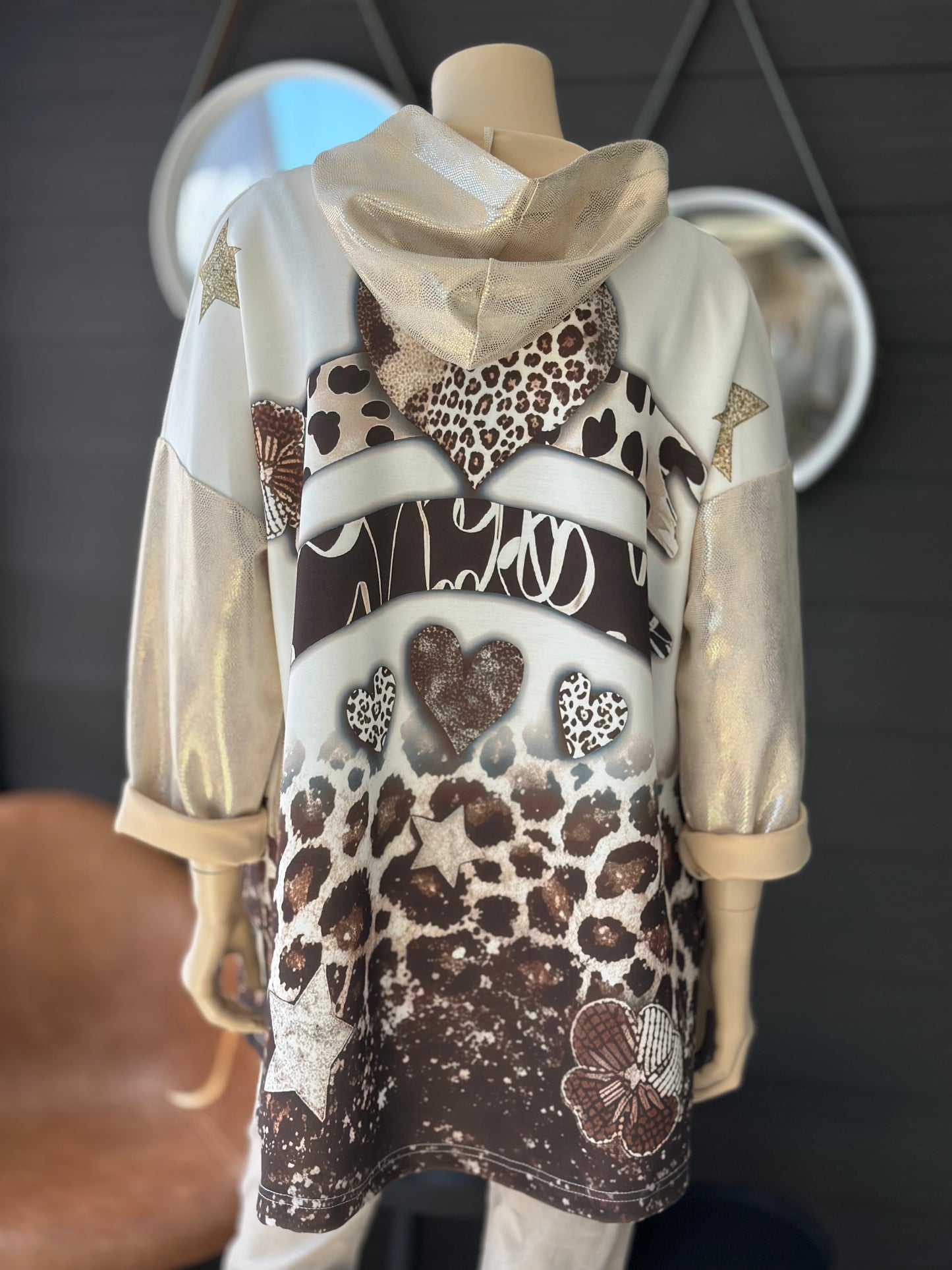 Chaqueta Print Scuba Love - Crudo