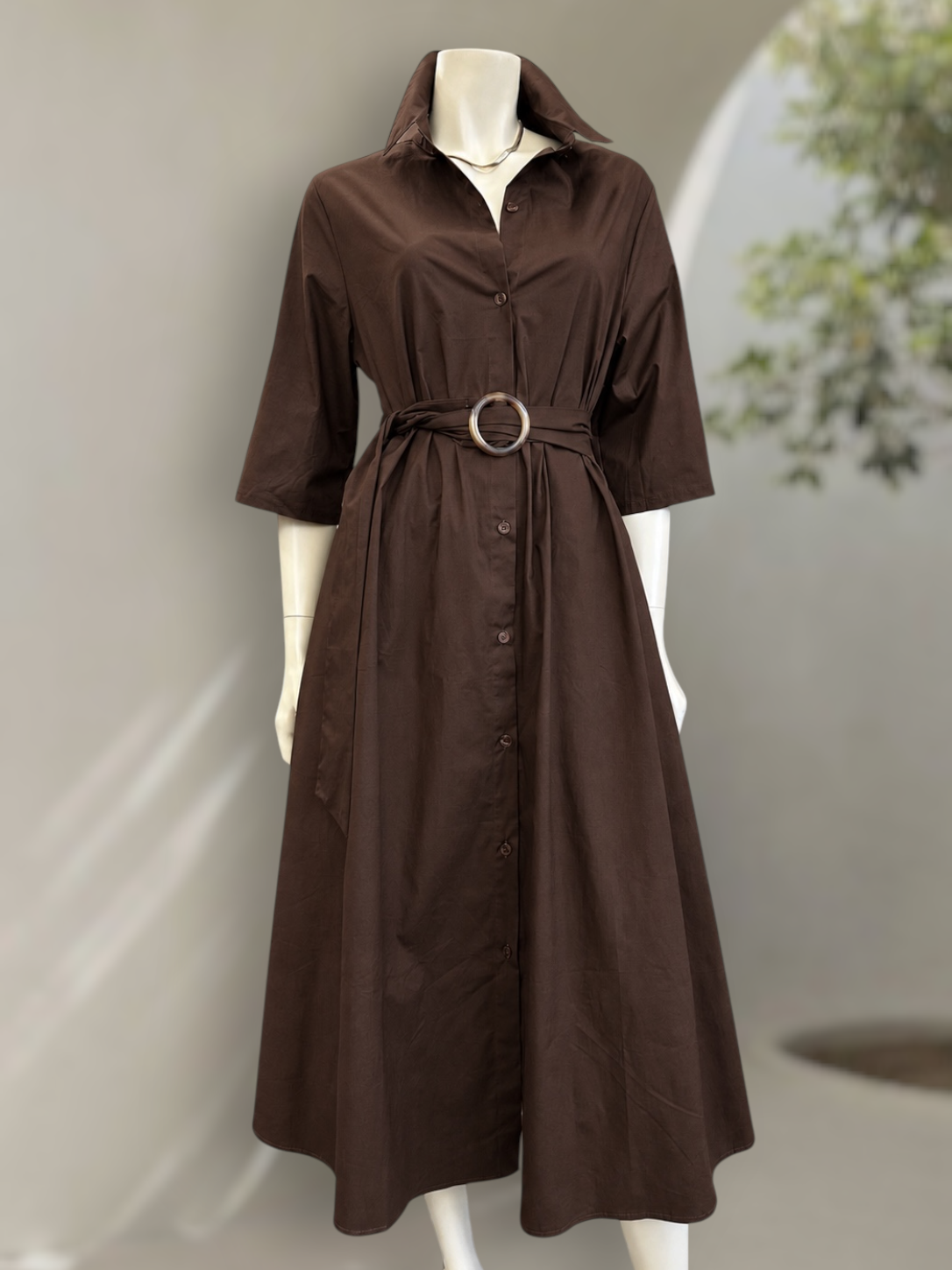 Vestido Camisero Olivia Café