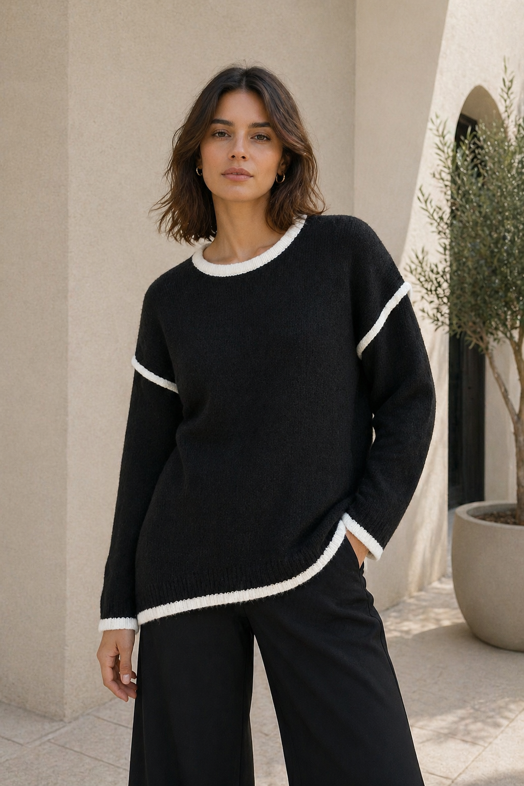 Sweater Soft Edge Negro