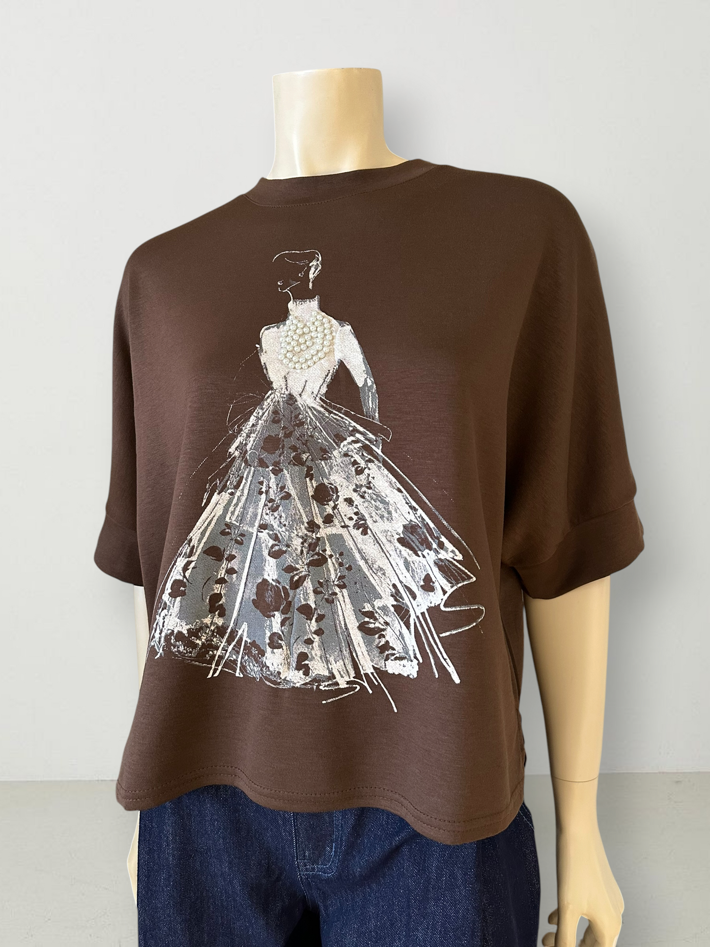 Polera Perlas Café