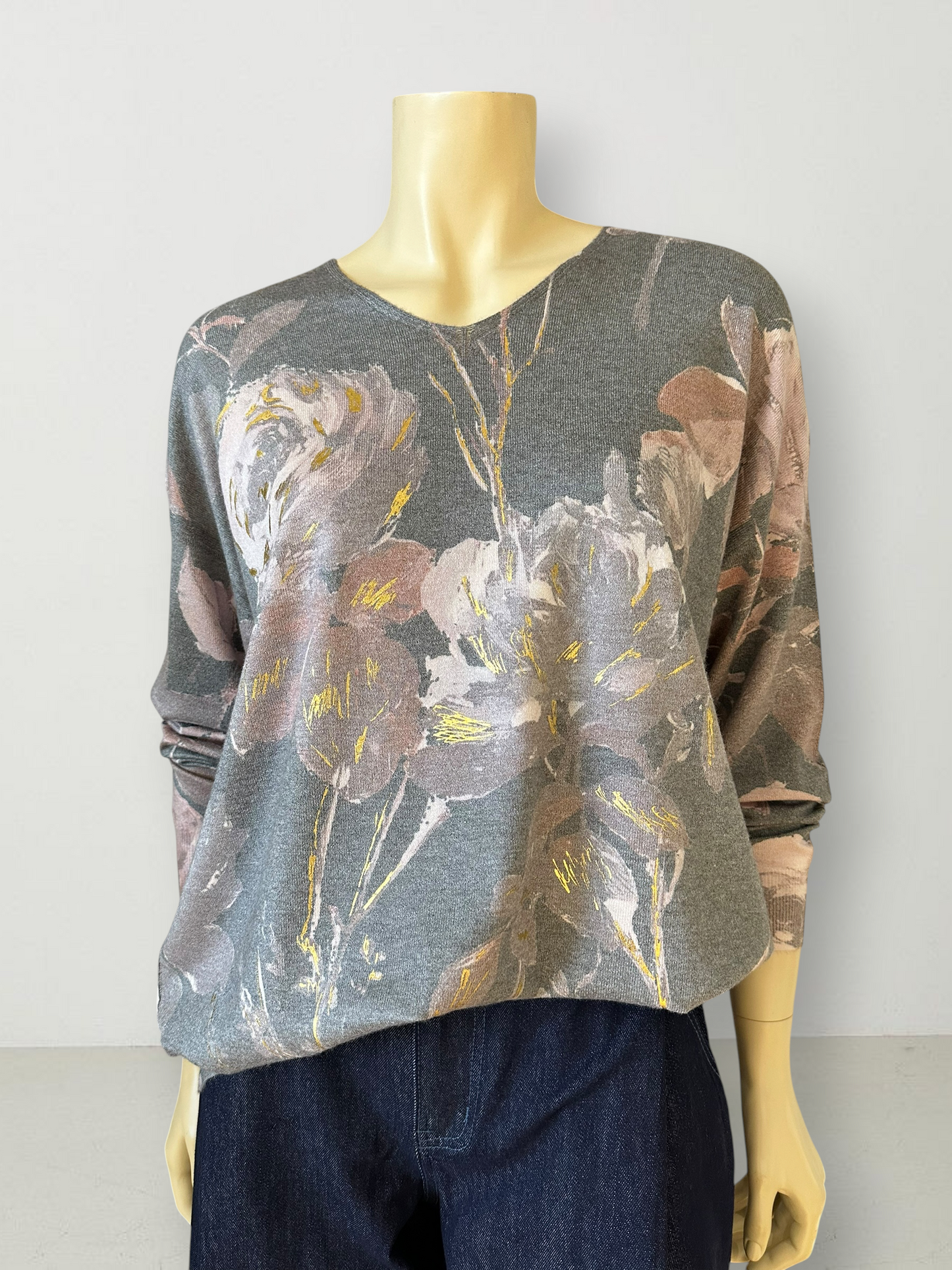 Sweater Floral Acuarela Marengo