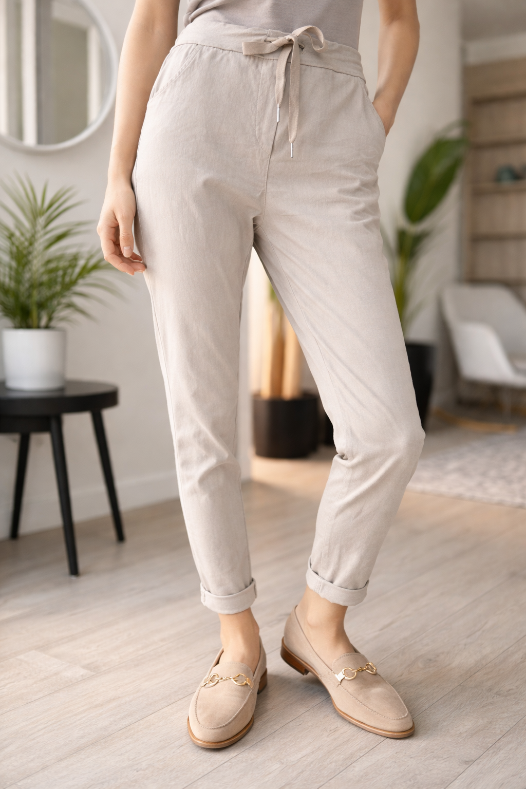 Jogger Gabardina Elasticada Beige - Italiano