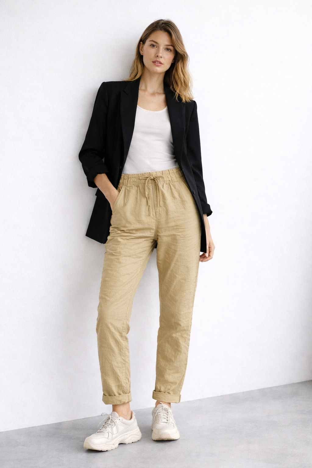 Jogger Gabardina Corrugada Camel
