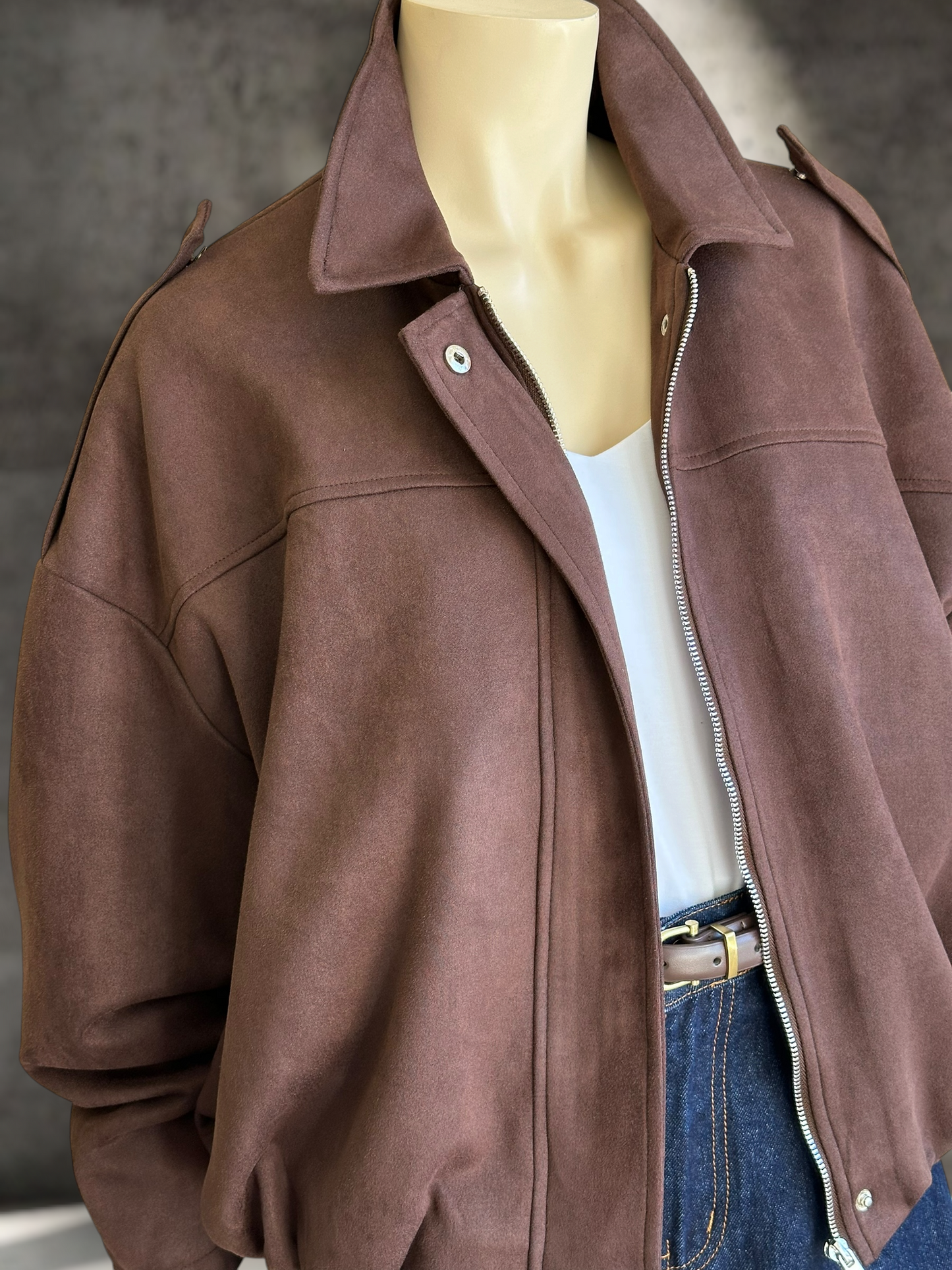 Chaqueta Roma Suede Bomber Chocolate