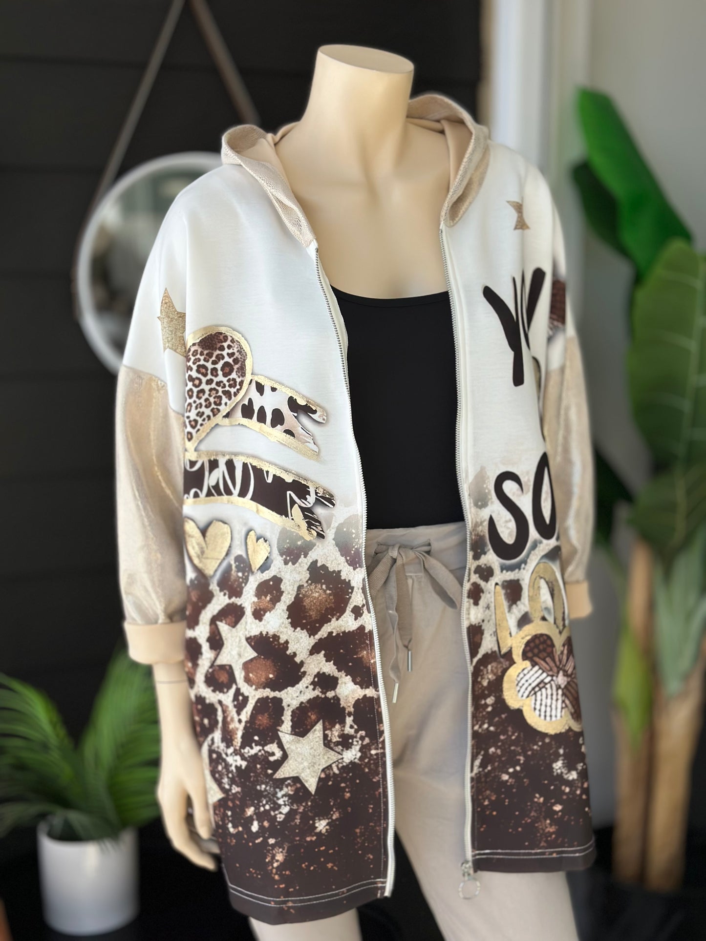 Chaqueta Print Scuba Love - Crudo