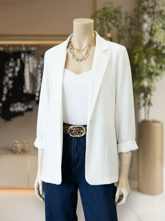 Blazer Algodón Lino Blanco