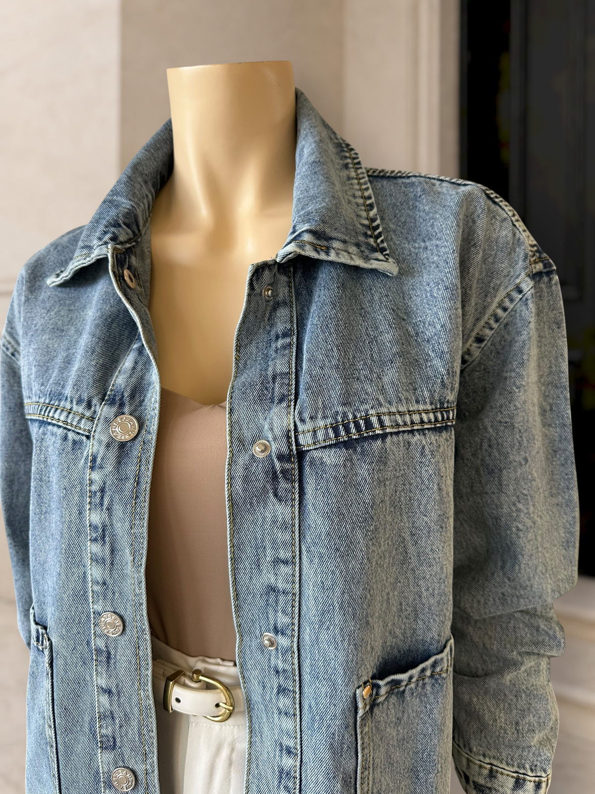 Chaqueta Denim Oversize Celeste