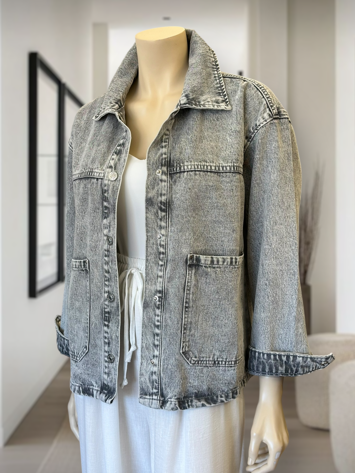 Chaqueta Denim Oversize Gris