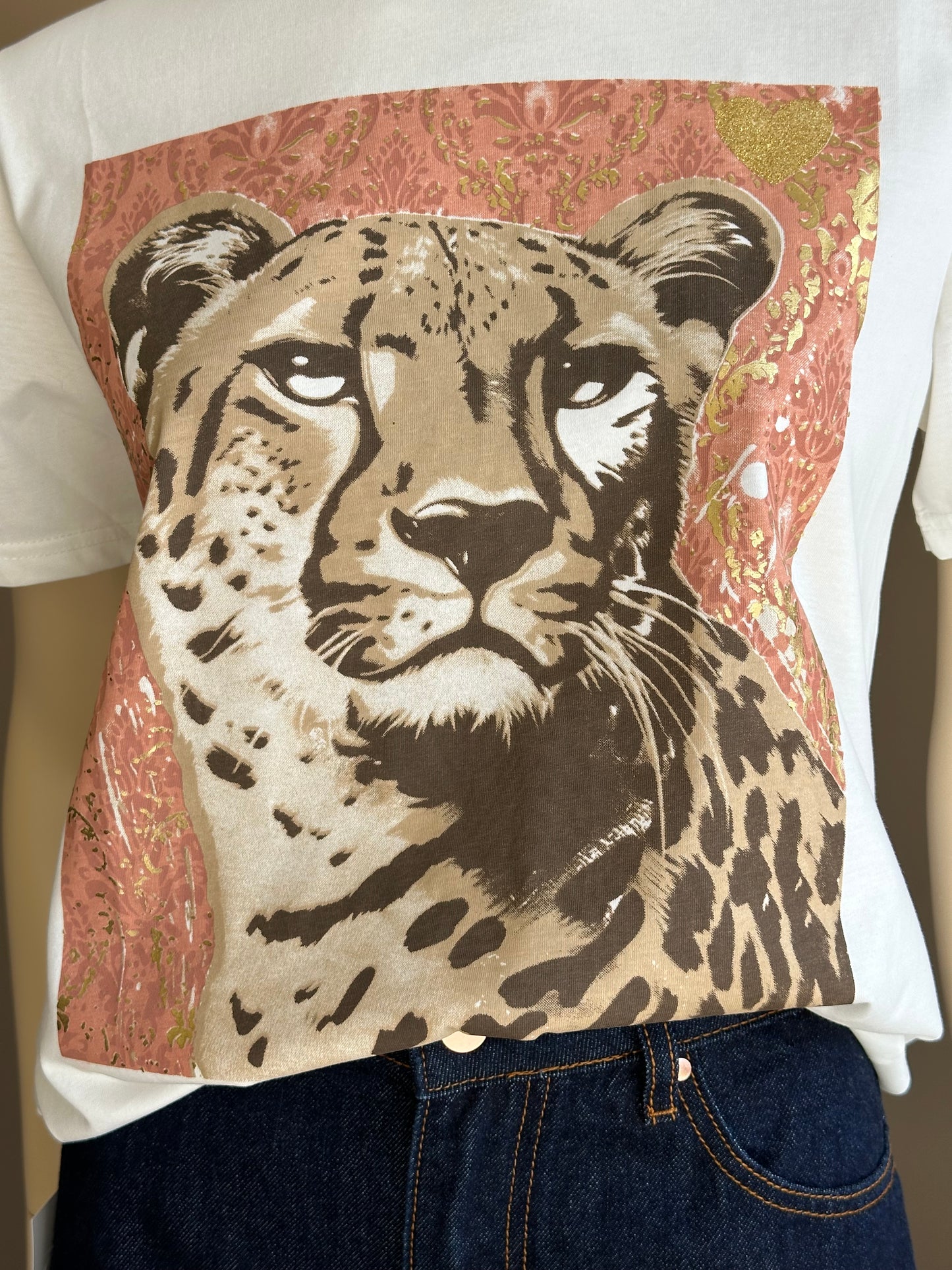 Polera Safari Print Cotton Blanco