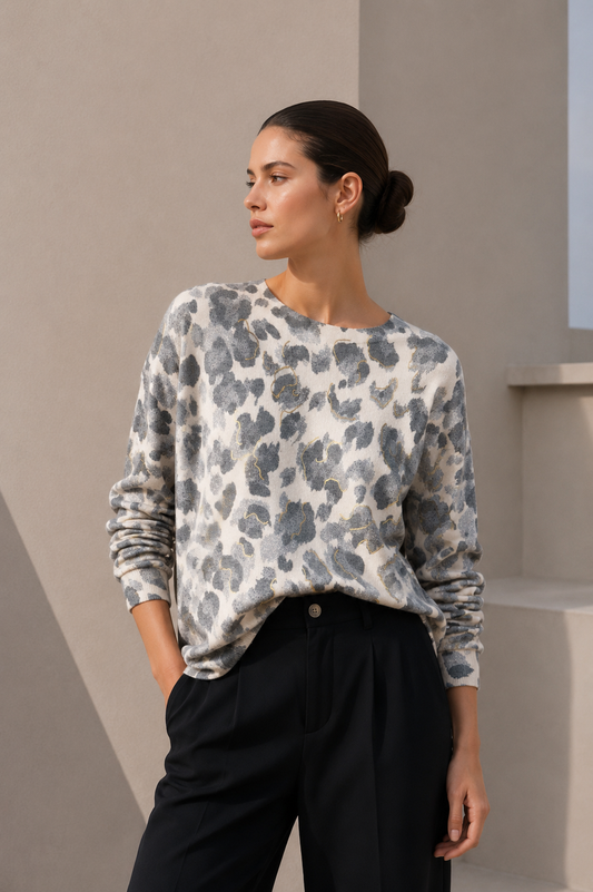 Sweater Leopard Glow Gris