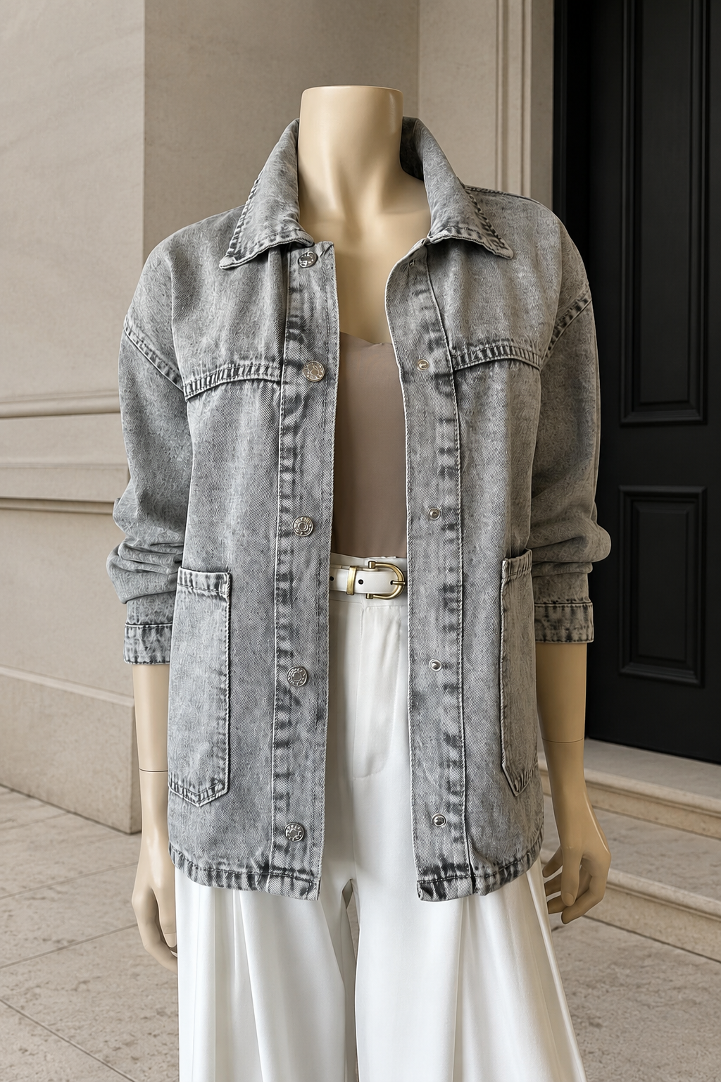 Chaqueta Denim Oversize Gris