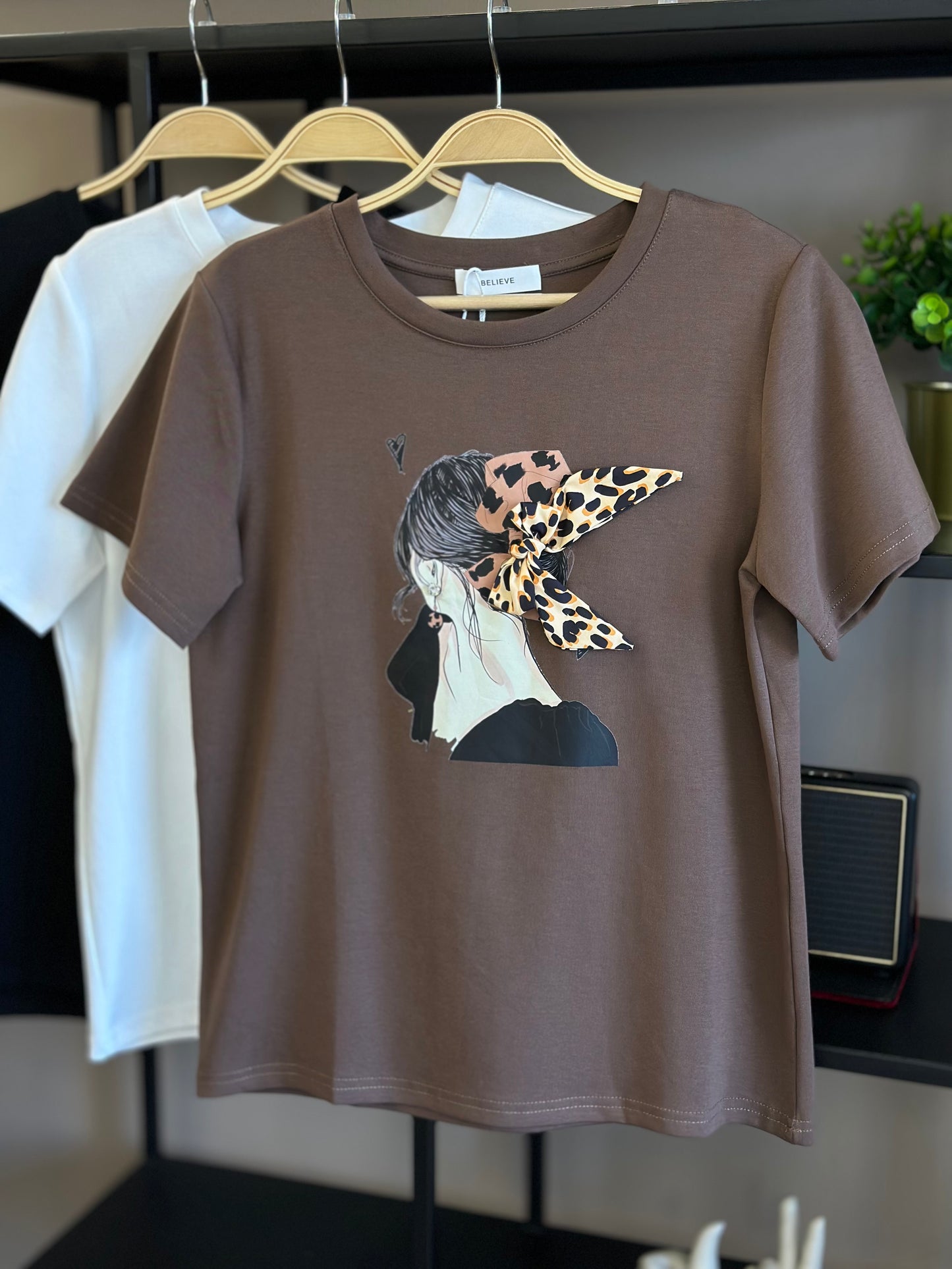 Polera Leopard Bow Café