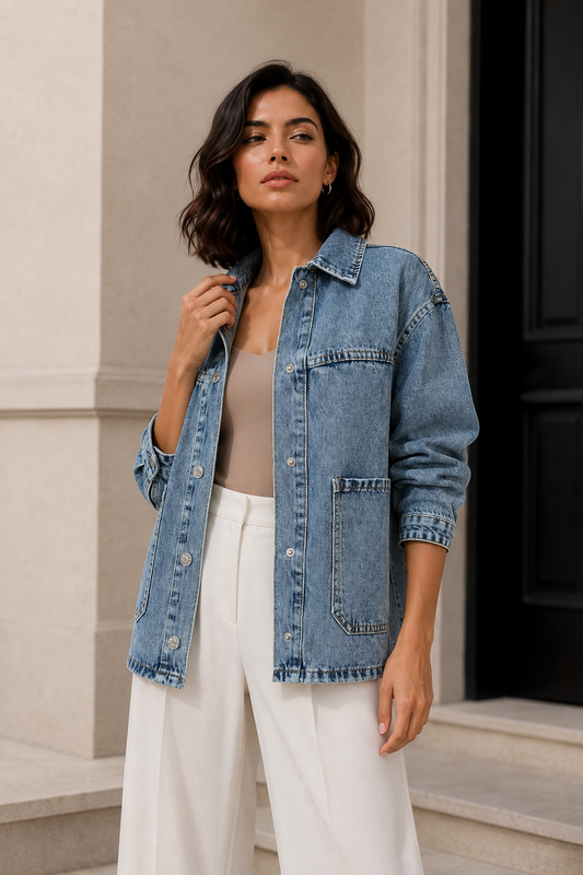 Chaqueta Denim Oversize Celeste
