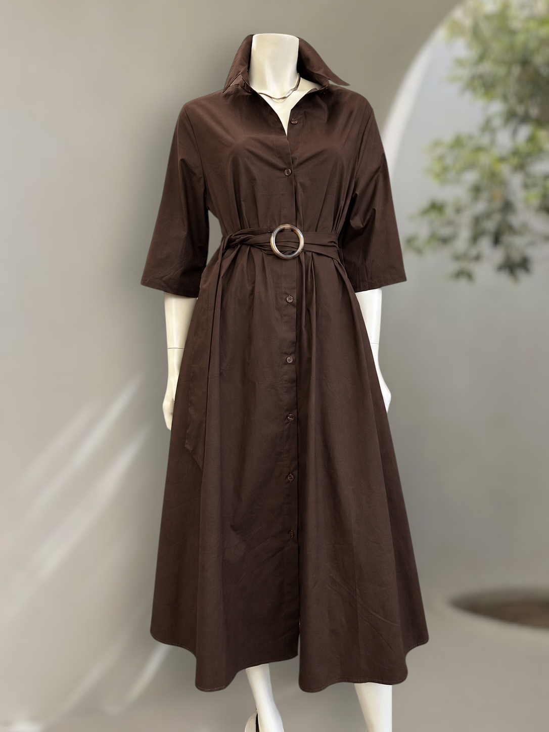 Vestido Camisero Olivia Café