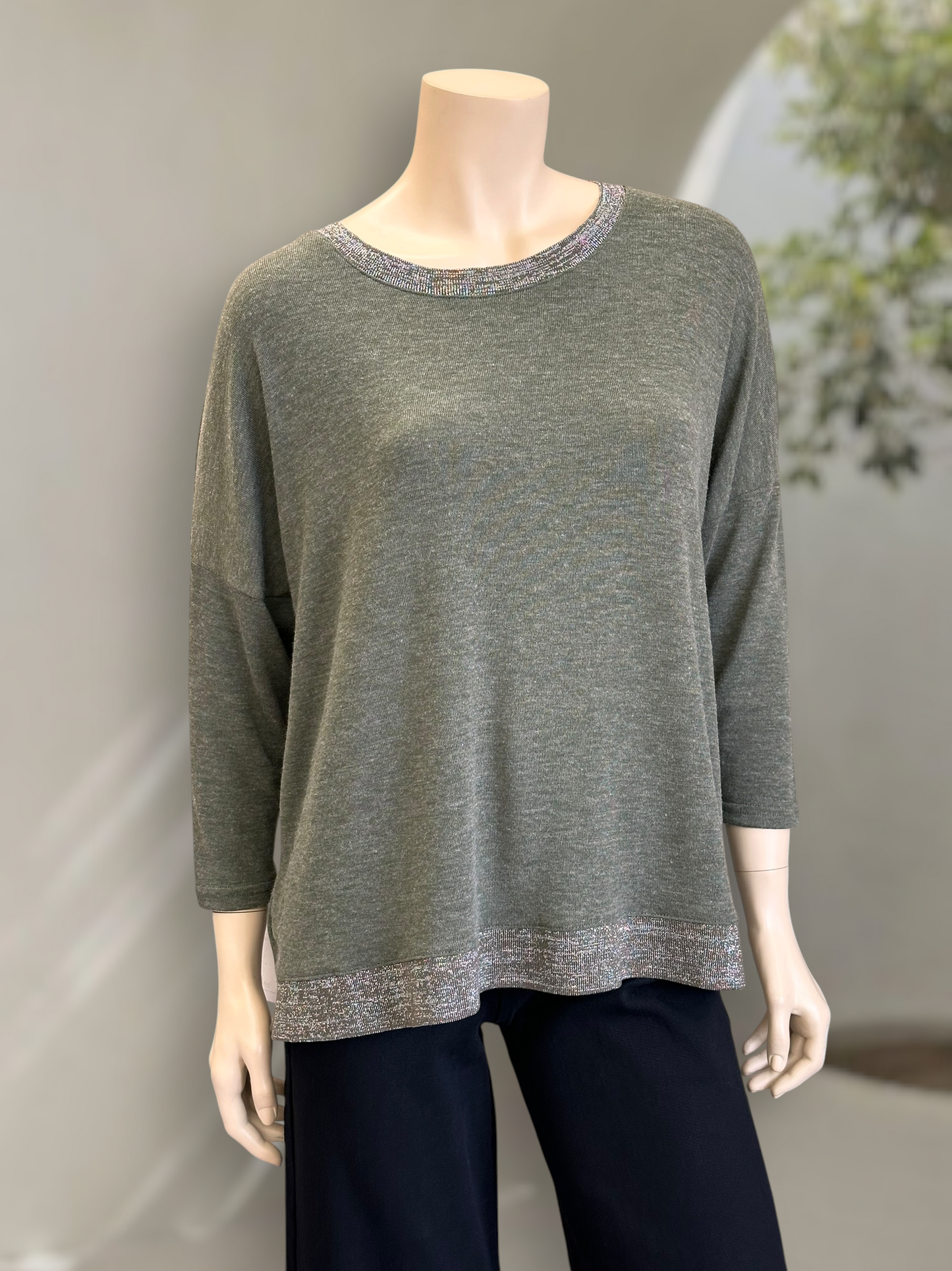Polera Hilo Spandex Lurex Verde