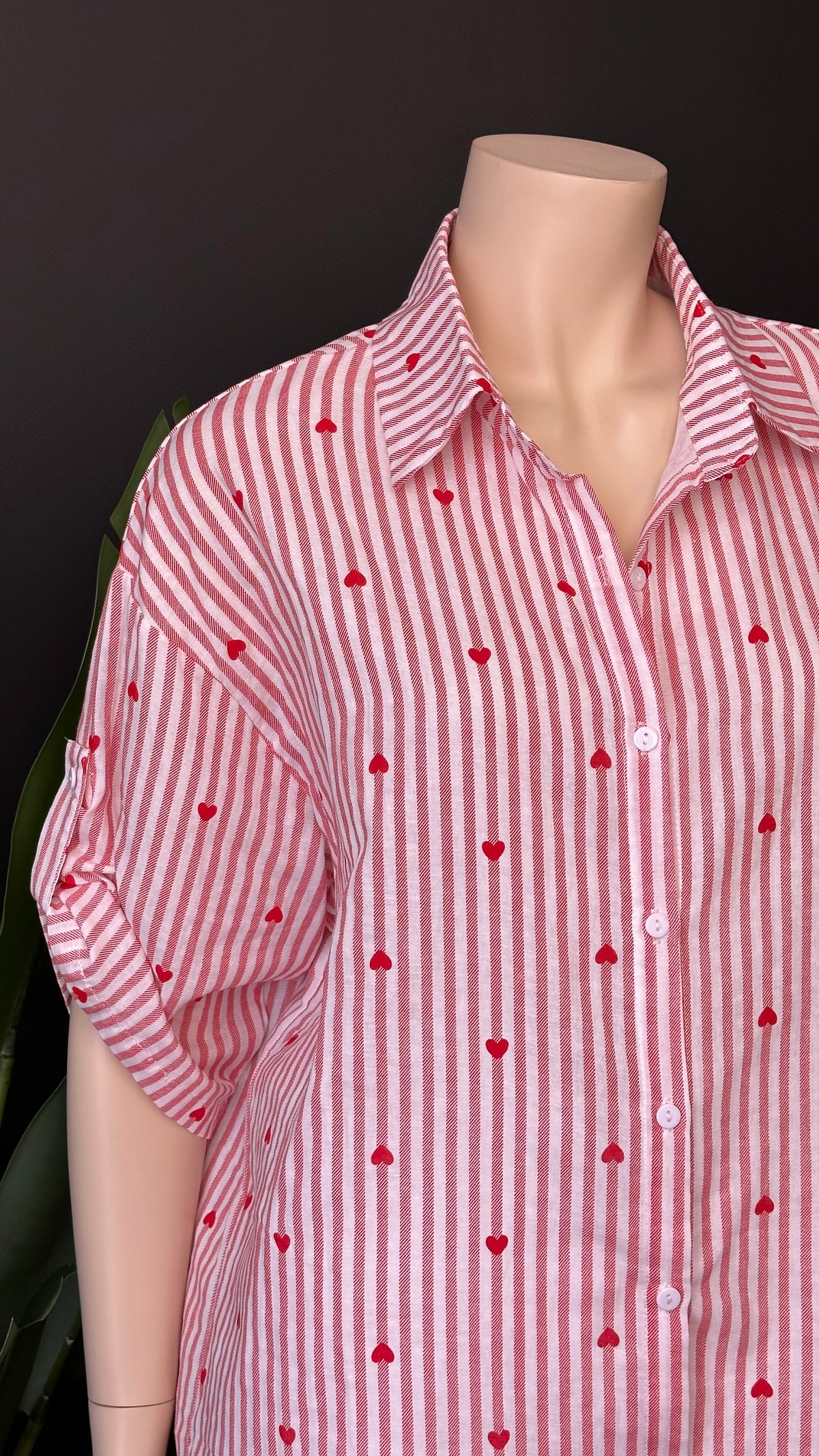 Blusa Rayas & Corazones Rojo