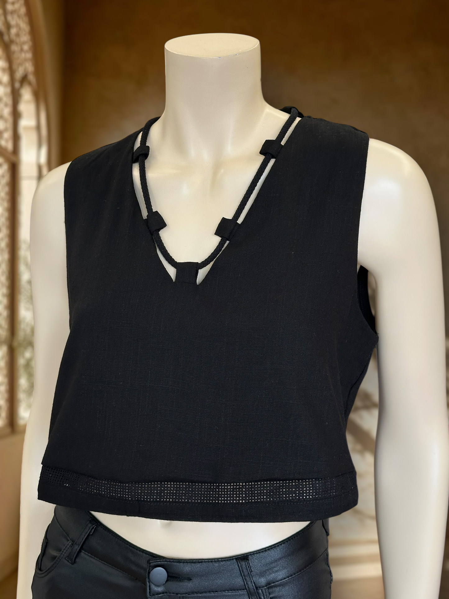 Top Rayón Lino Negro