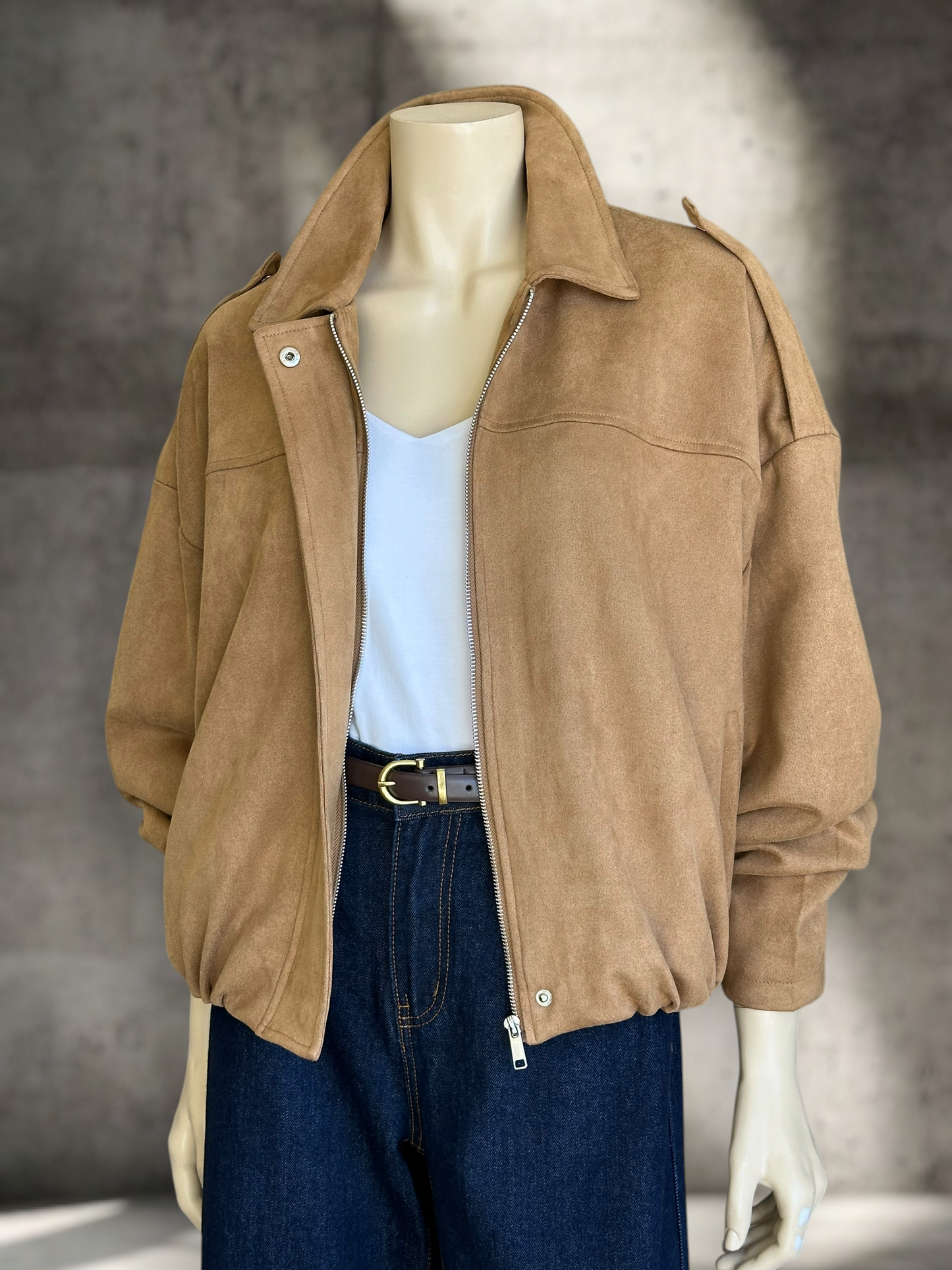 Chaqueta Roma Suede Bomber Camel