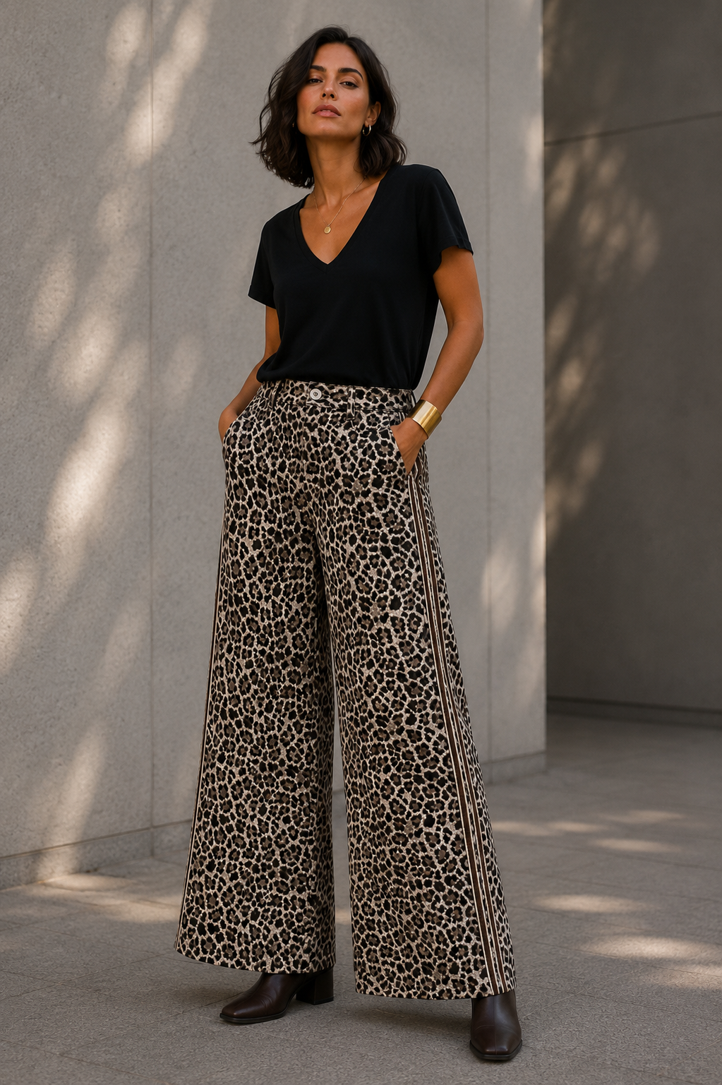 Jeans Leopardo Gris Taupe