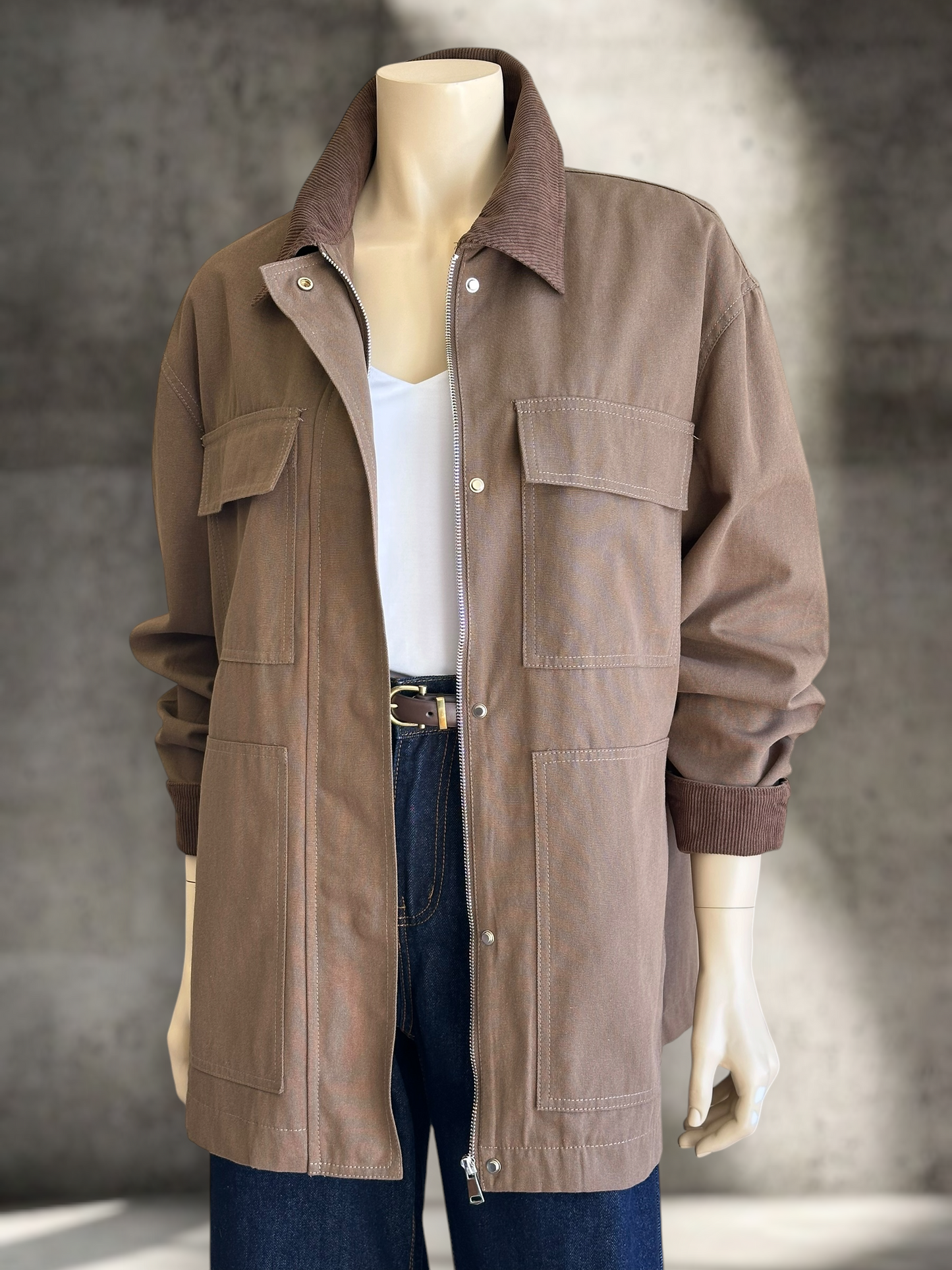 Chaqueta Torino Gabardina Café Tabaco