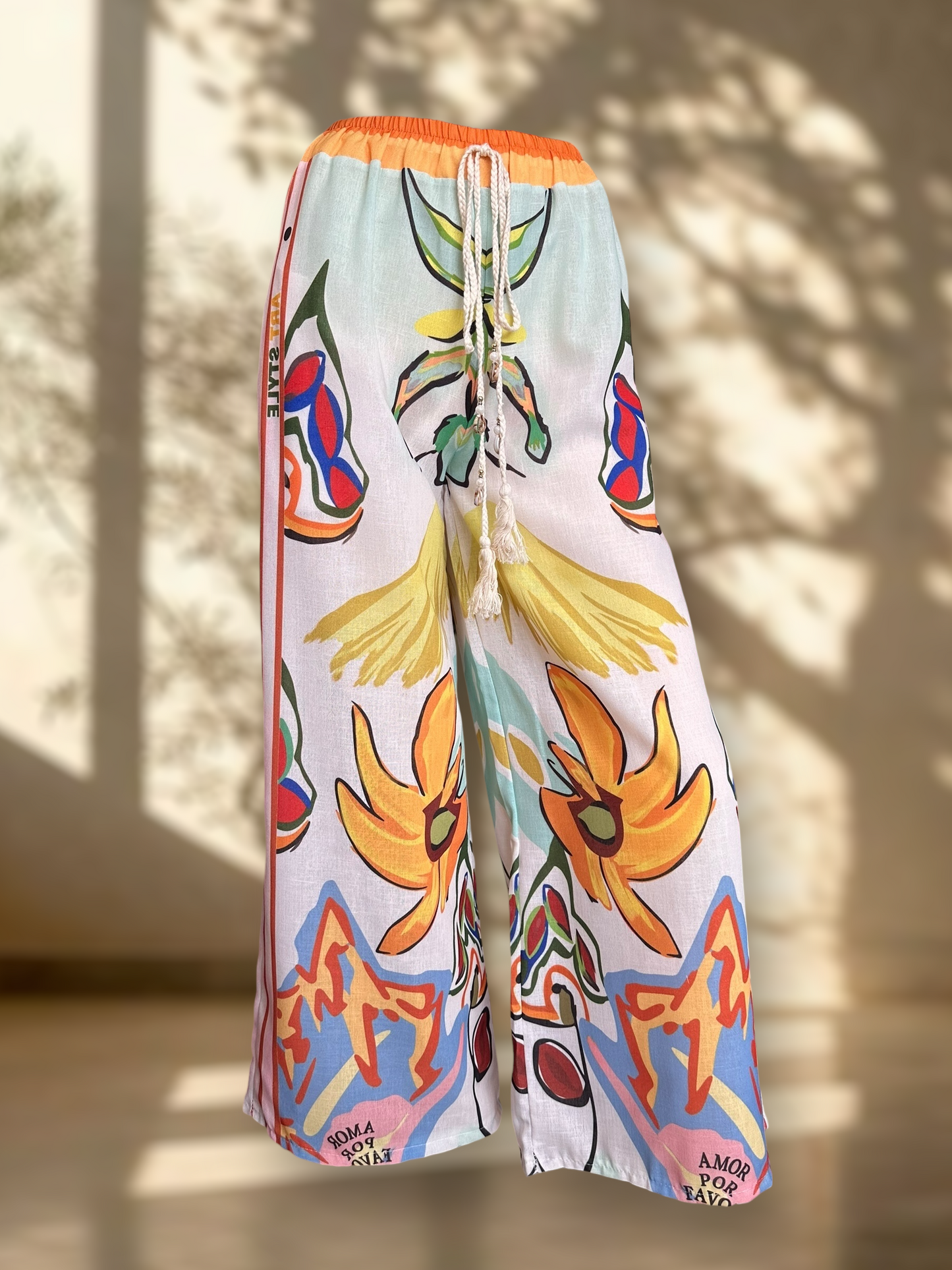 Pantalón Italiano Estampado Naranjo