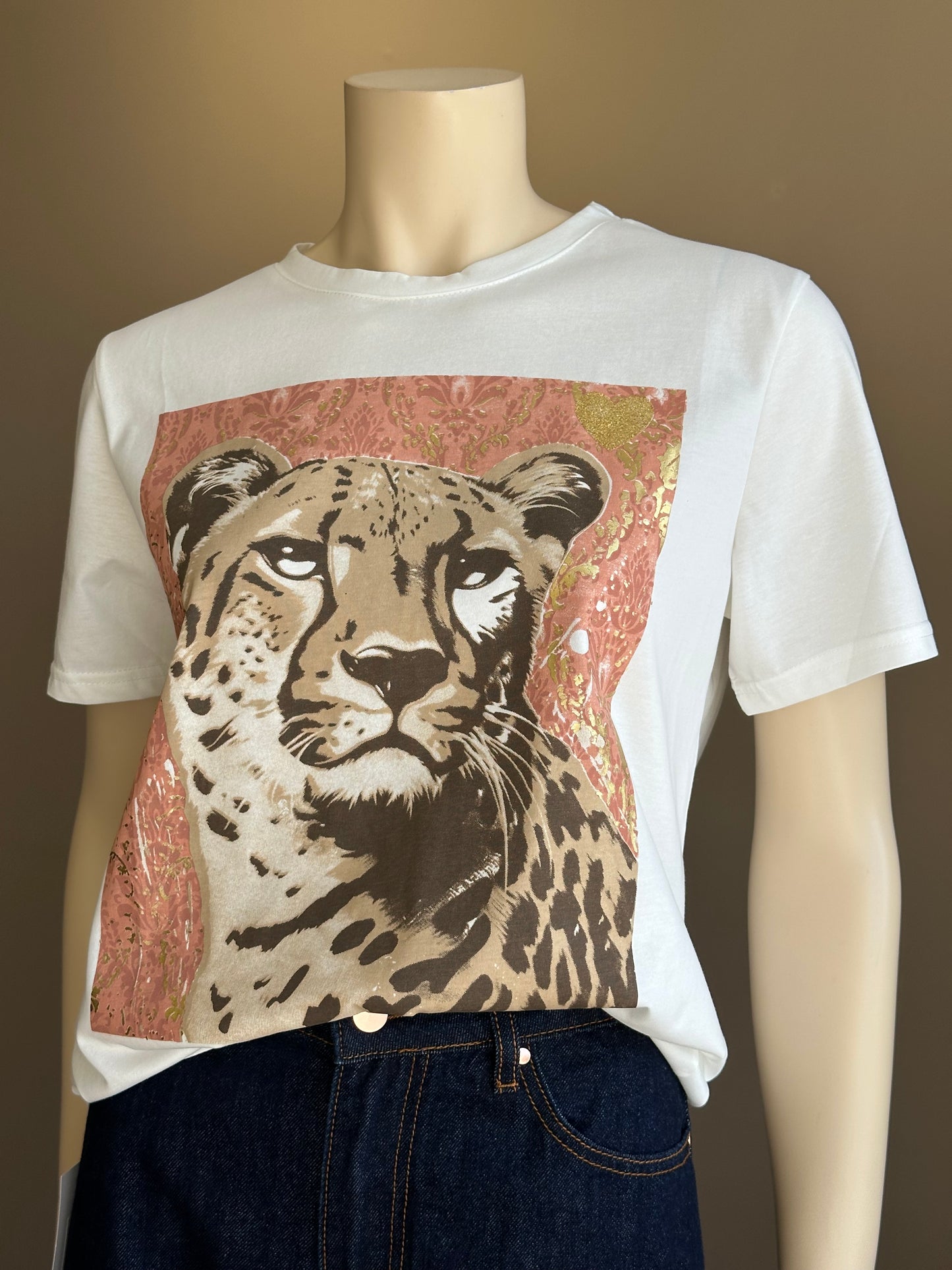 Polera Safari Print Cotton Blanco