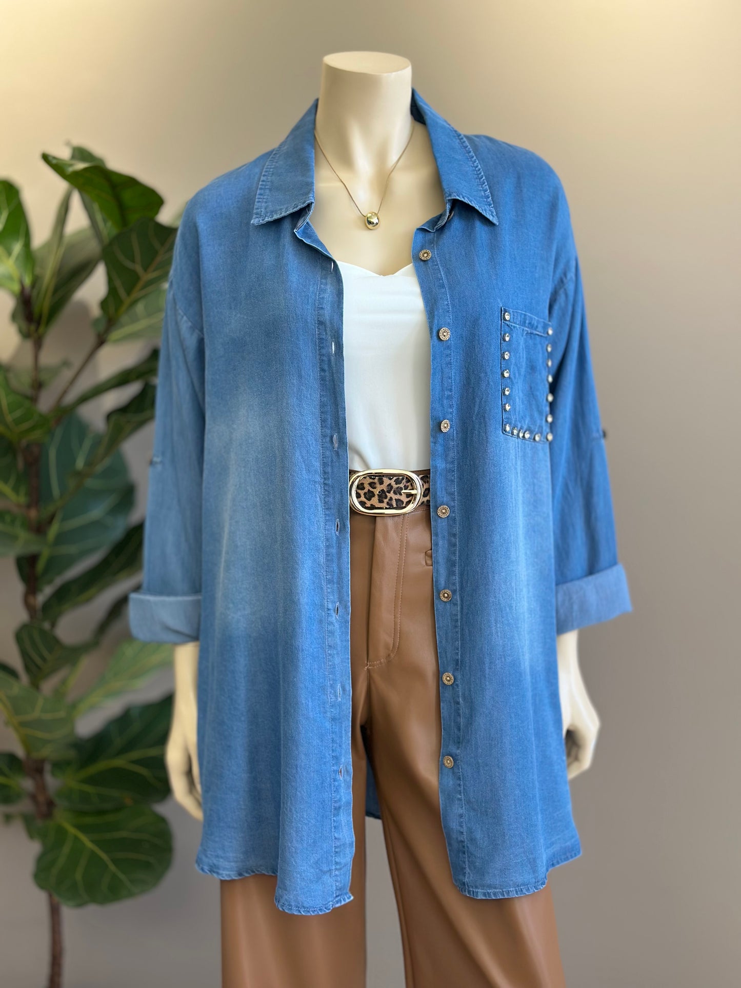 Blusón Mezclilla Azul - Diseño Italiano