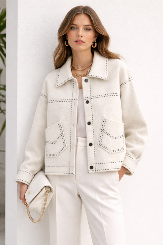 Chaqueta Stitch Marfil