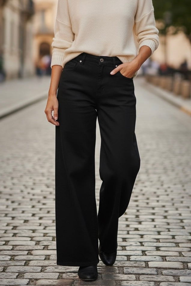 Jeans Mezclilla Elasticada Negro - Diseño Italiano