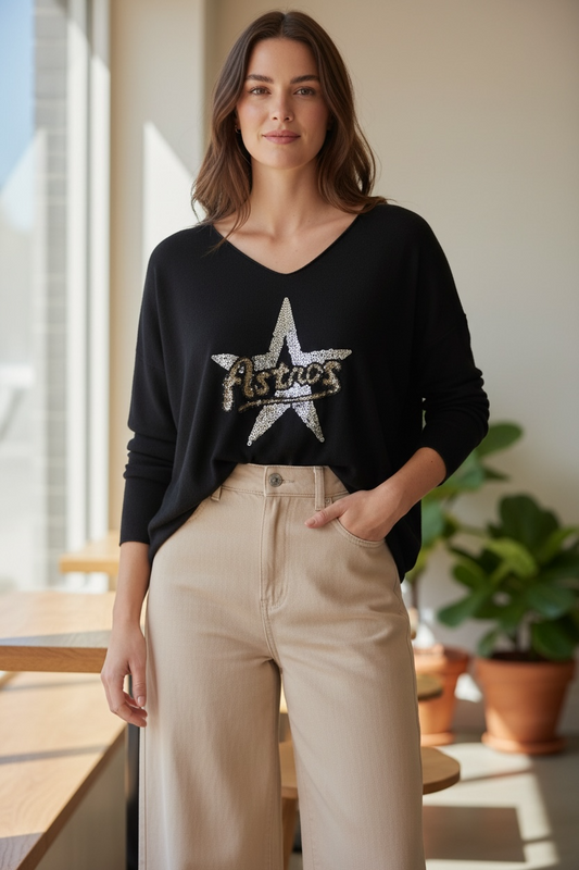 Sweater Astros Italiano Negro