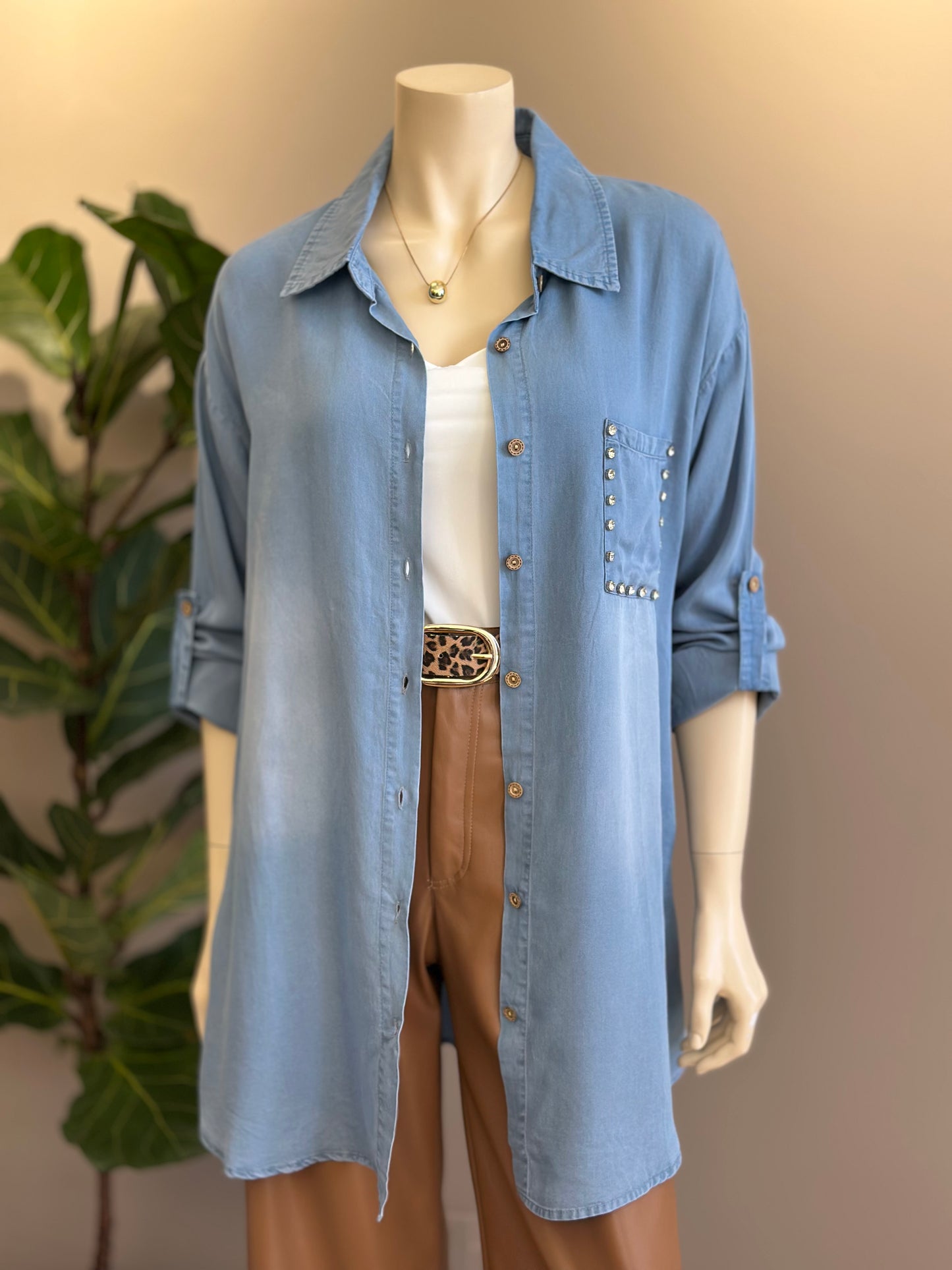 Blusón Mezclilla Celeste - Diseño Italiano