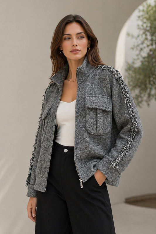 Chaqueta Milano Fringe Gris