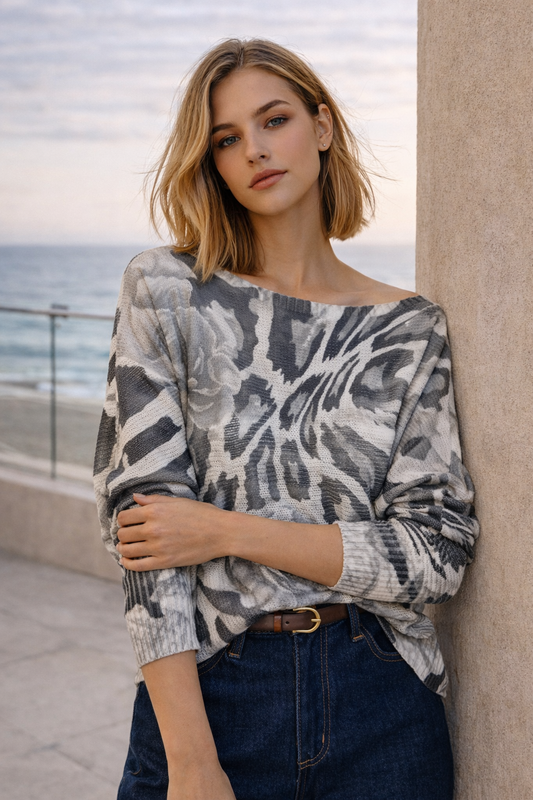 Sweater Italiano Estampado Gris