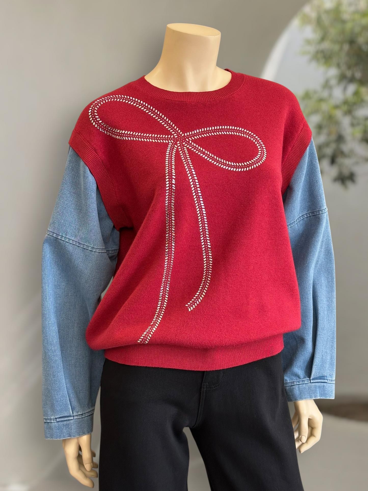 Sweater Bow Rojo Borgoña