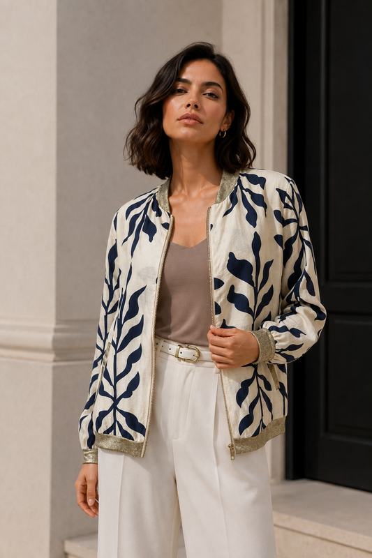 Bomber Estampado Botánico Azul
