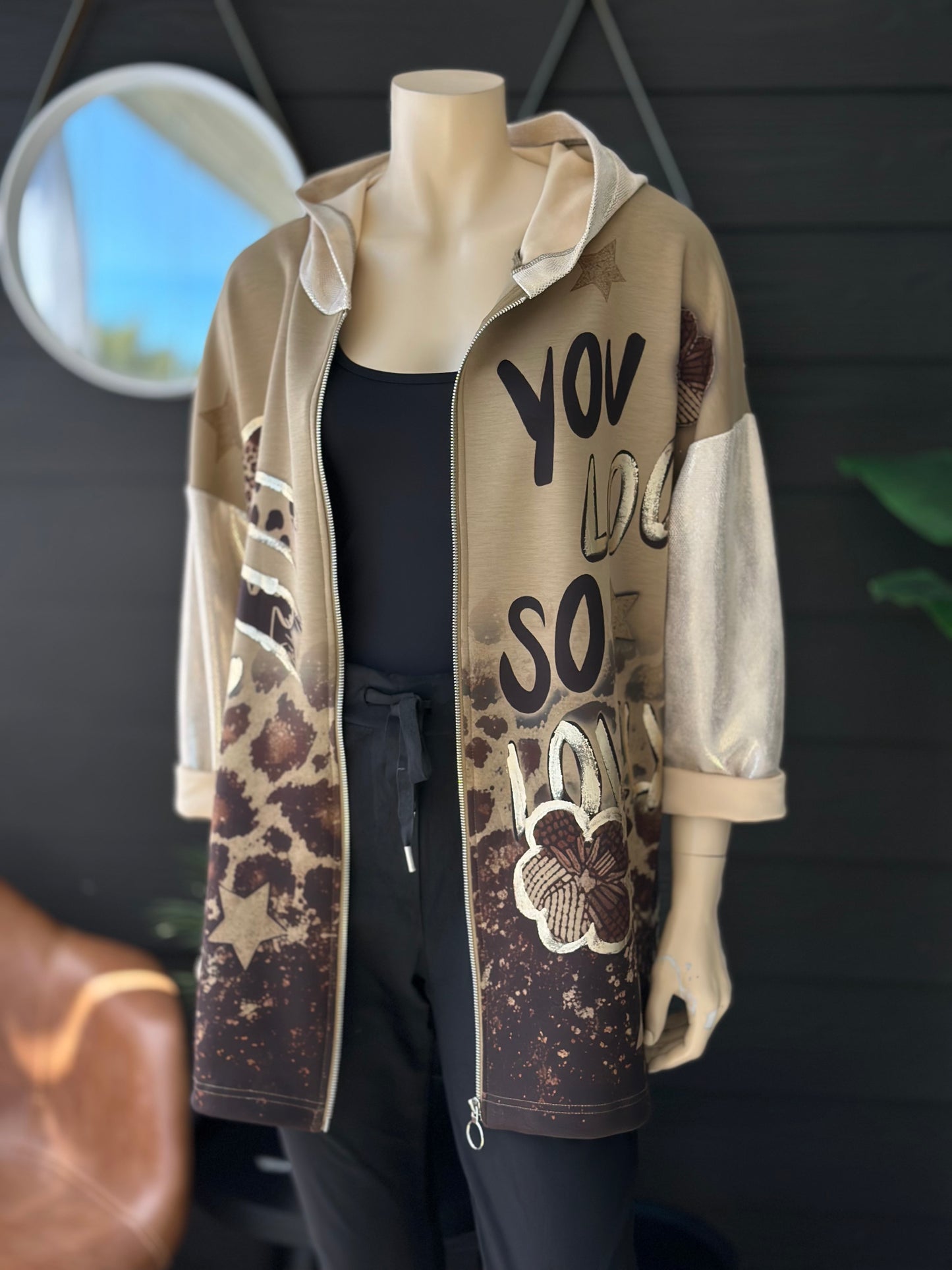 Chaqueta Print Scuba Love - Taupe
