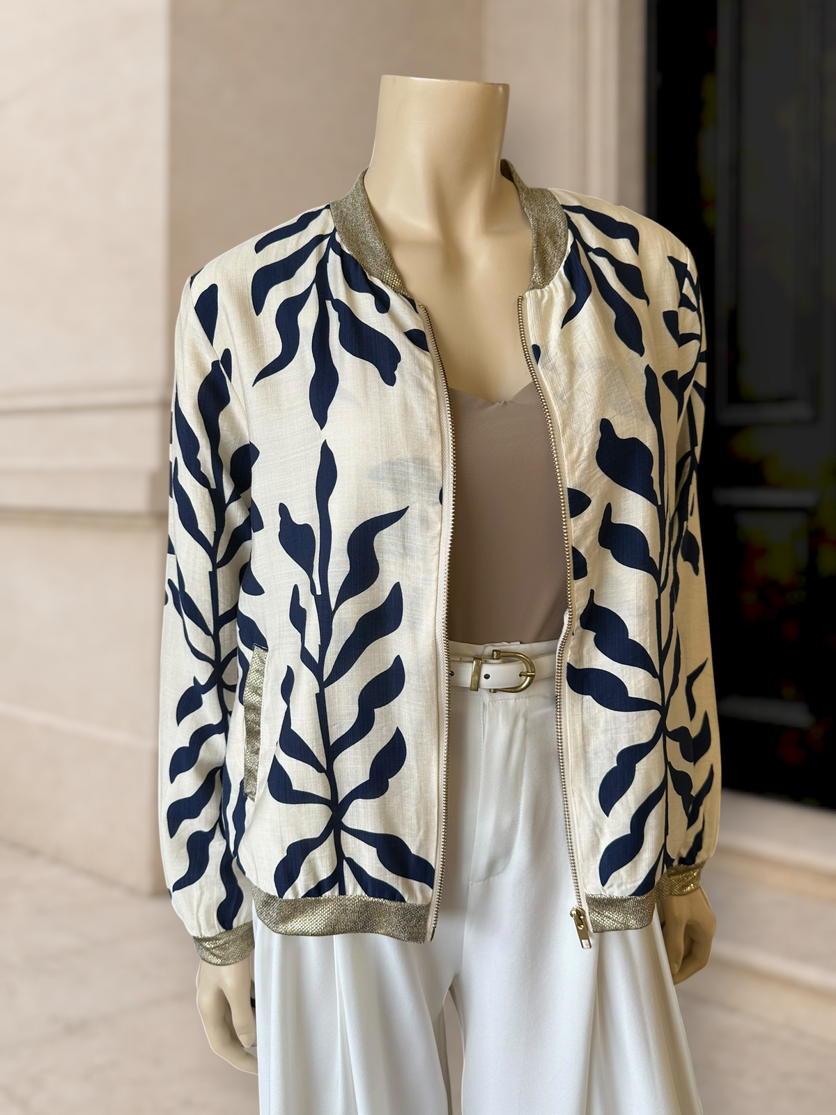 Bomber Estampado Botánico Azul
