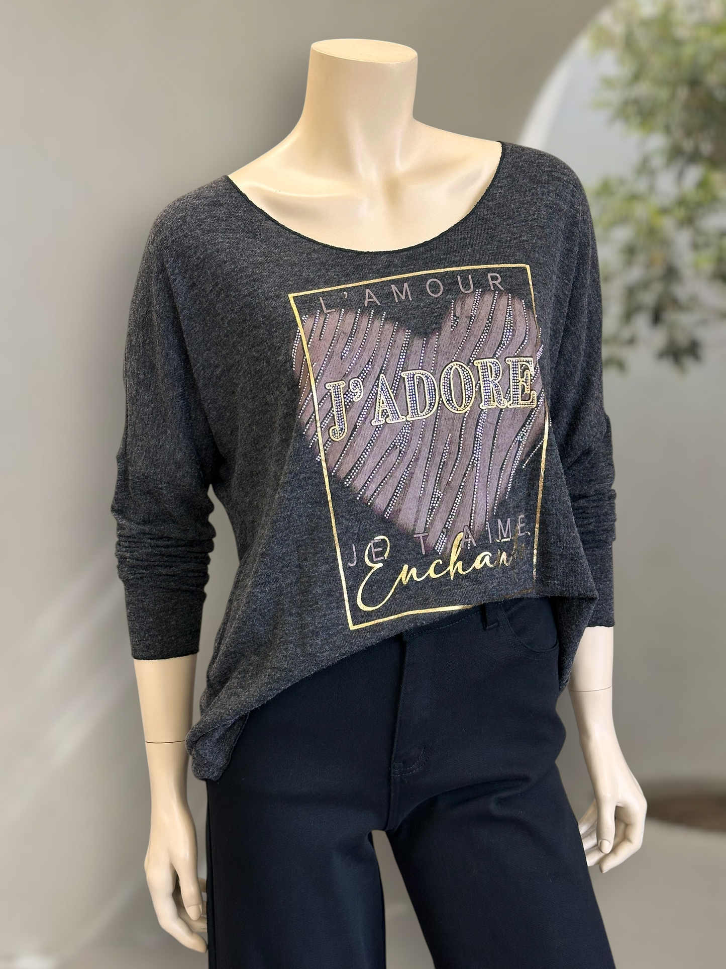 Polera Hilo Spandex J’Adore Grafito