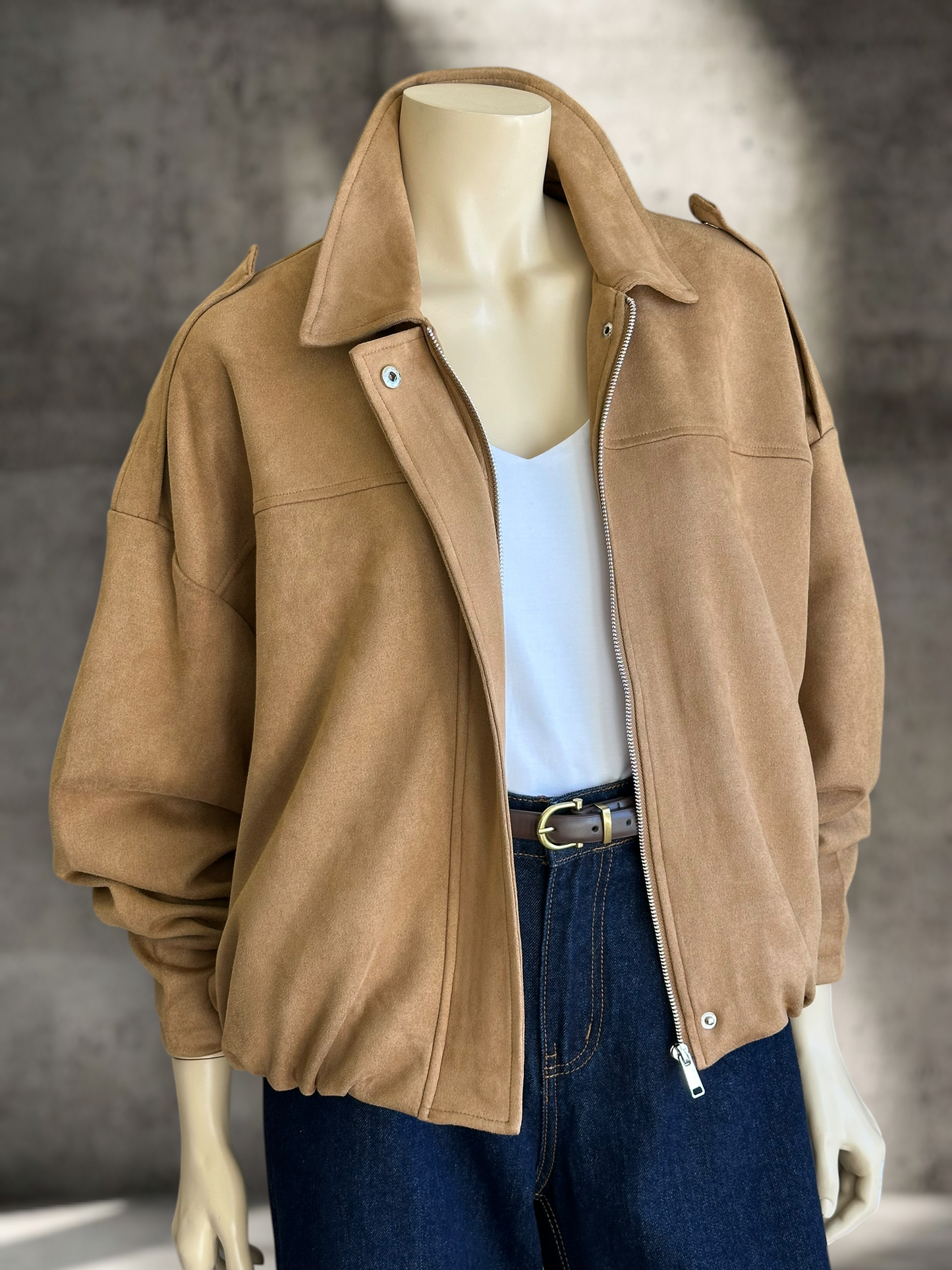 Chaqueta Roma Suede Bomber Camel