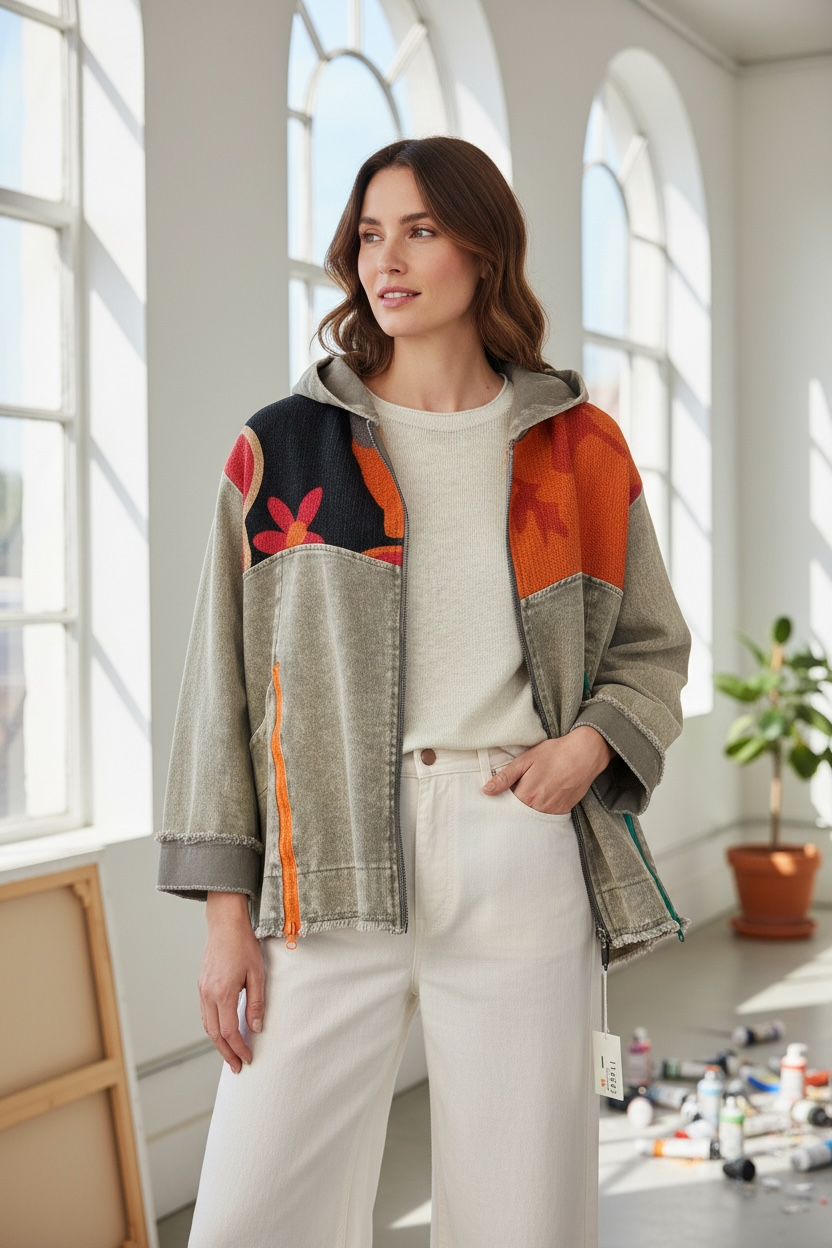 Chaqueta Oversize Mezclilla Combinada Arena