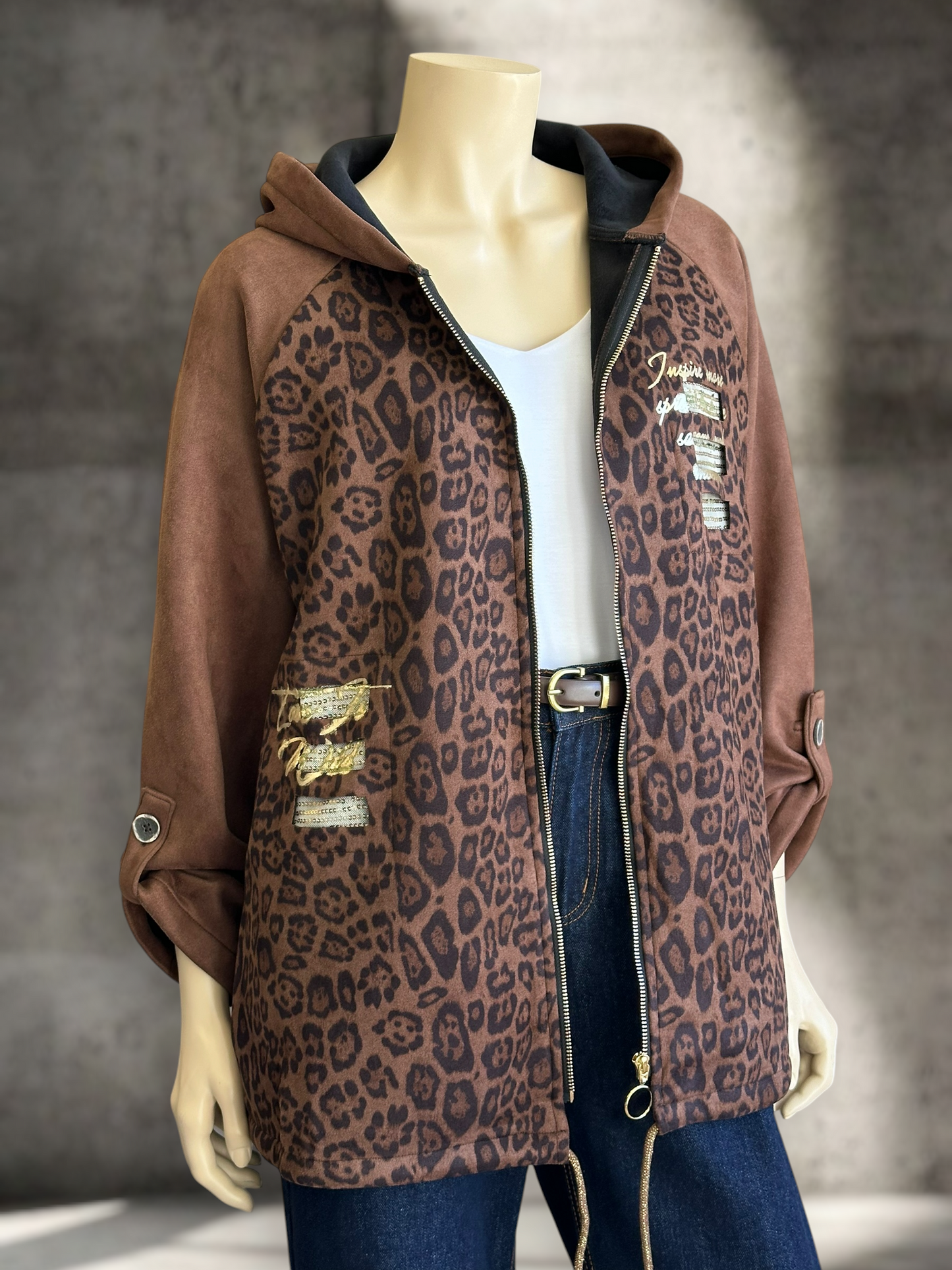Chaqueta Suede Leopard Chocolate